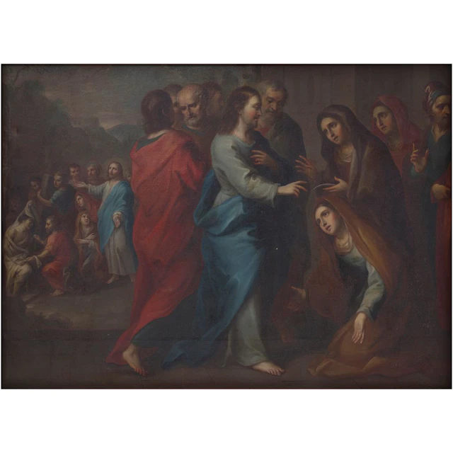 LA RESURRECCIÓN DE LÁZARO MÉXICO, S XIX Óleo sobre tela