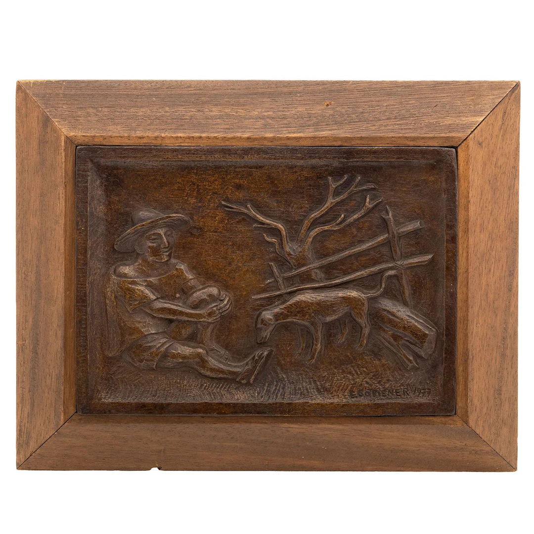 ENRIQUE GOTTDIENER SOTO (MÉXICO, 1909 - 1986). JOVEN CON PERRO. Relieve