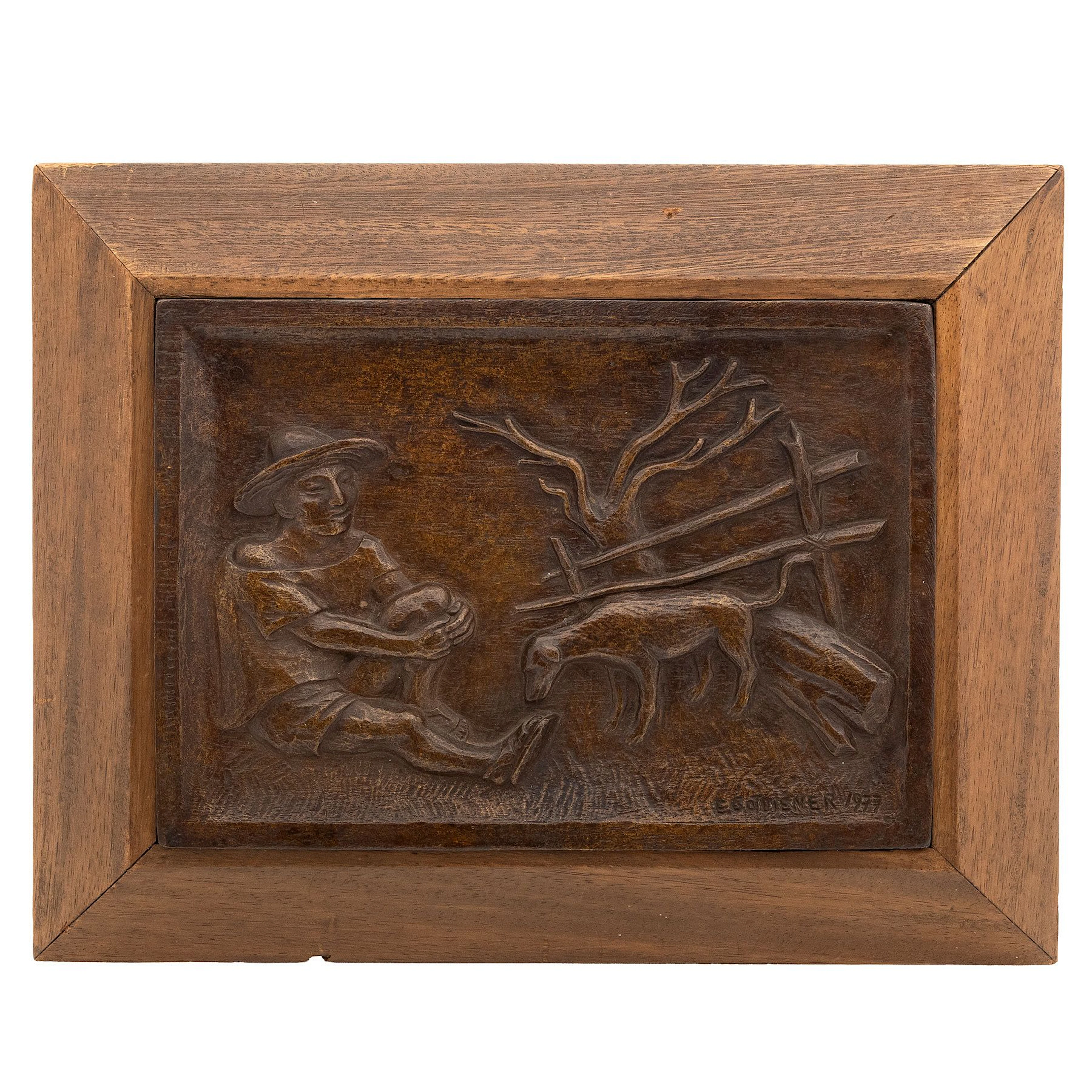 ENRIQUE GOTTDIENER SOTO (MÉXICO, 1909 - 1986). JOVEN CON PERRO. Relieve