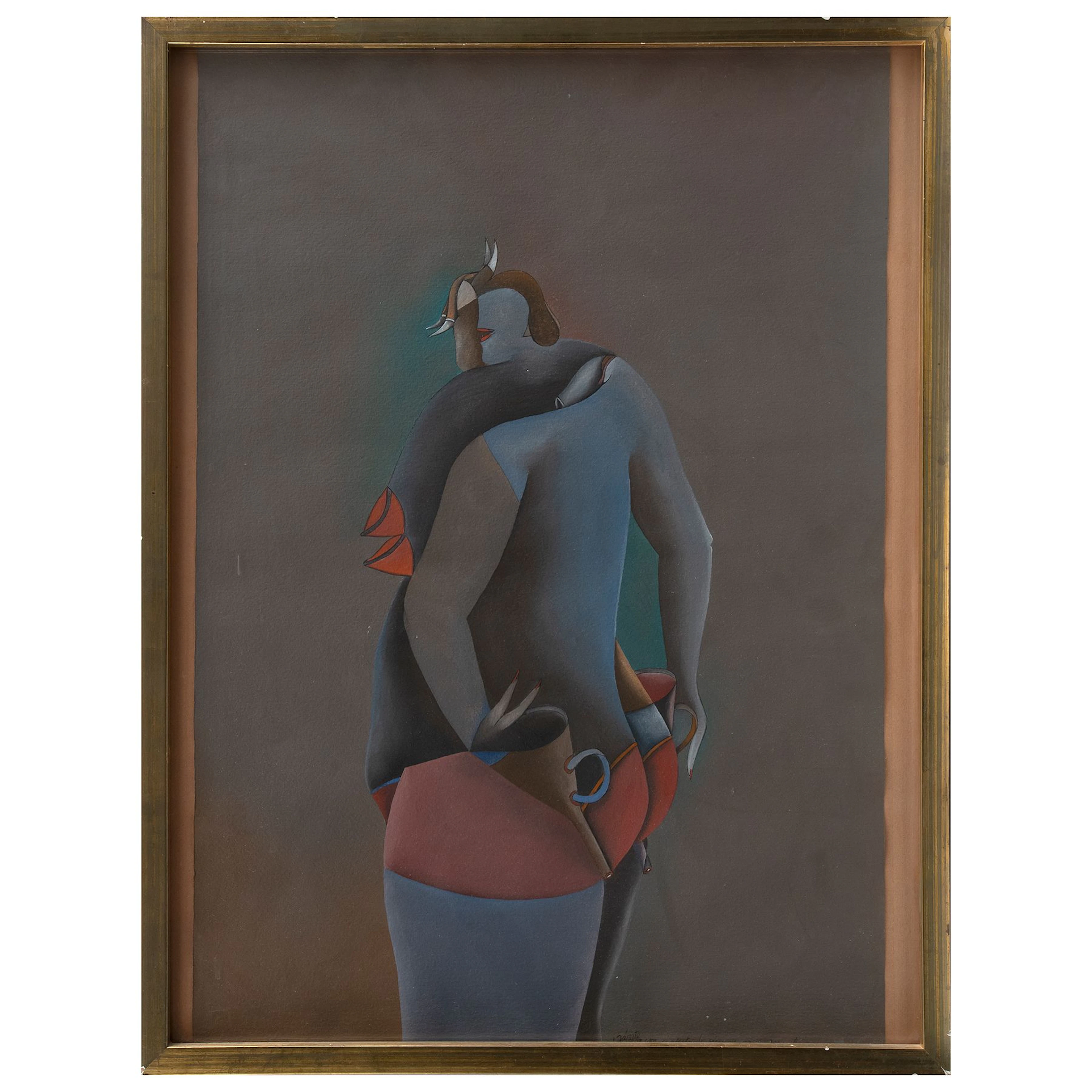 LUIS ZÁRATE. Sin título. Firmada. Mixta sobre papel. 55 x 36 cm