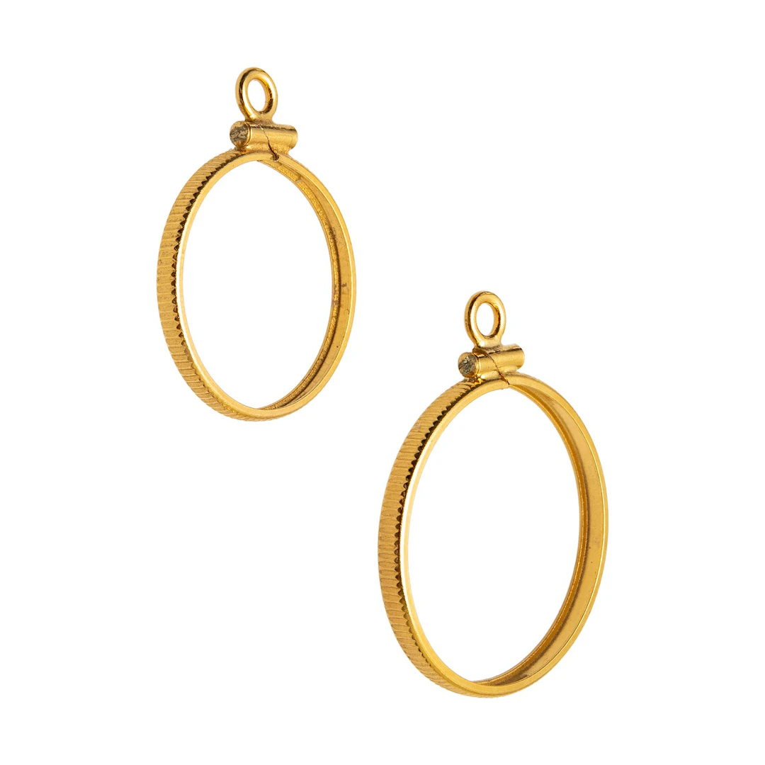 DOS MONTURAS PARA MONEDA EN ORO AMARILLO DE 14K