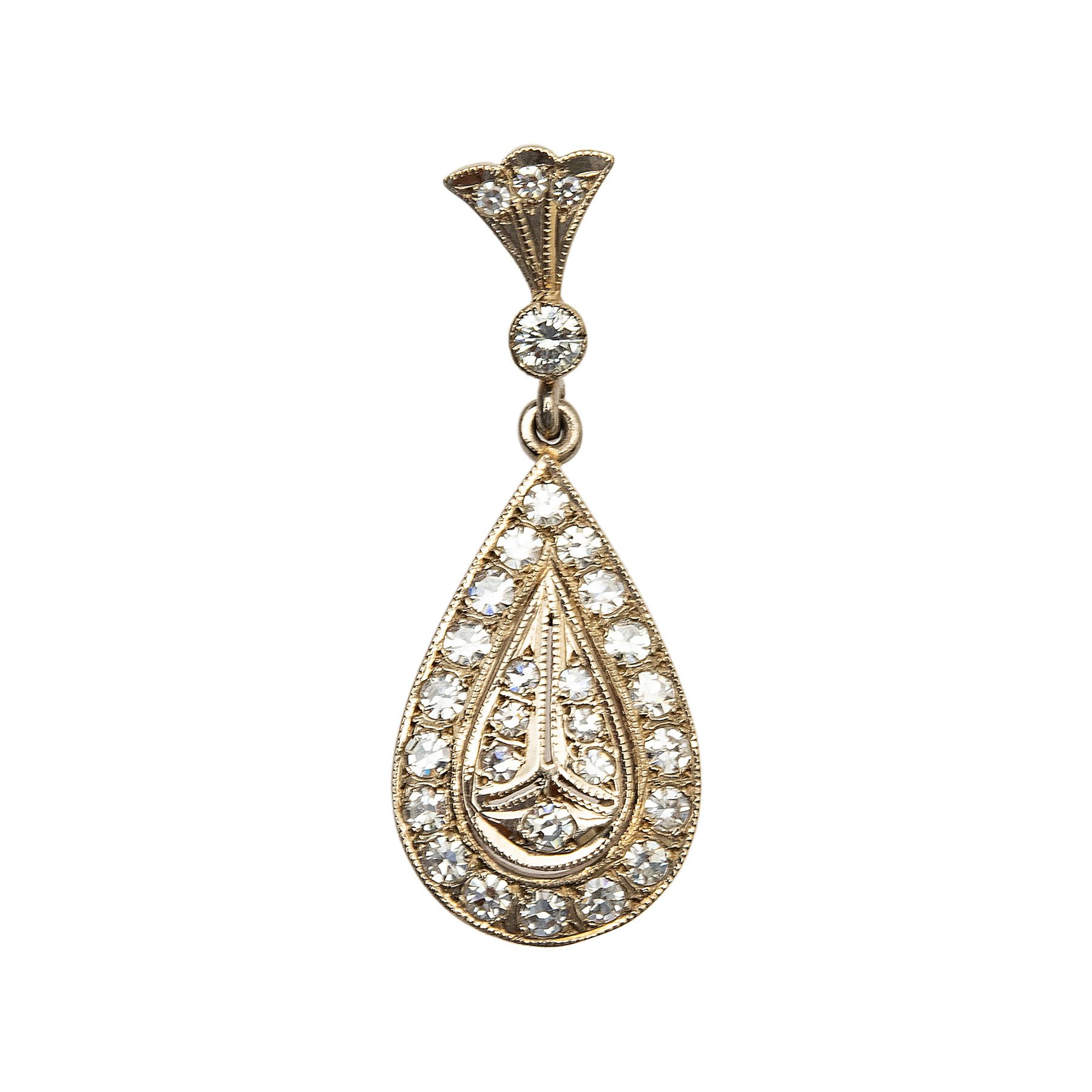 PENDIENTE CON DIAMANTES EN ORO ROSA Y BLANCO DE 14K