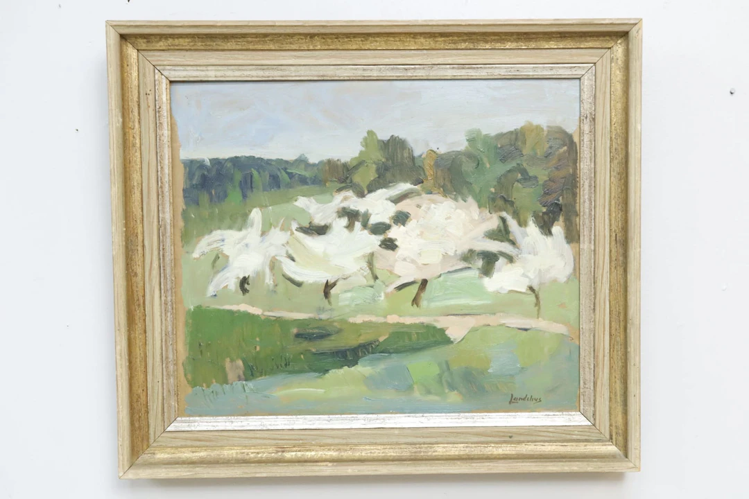 Bertil Landelius, olja på pannå, signerad