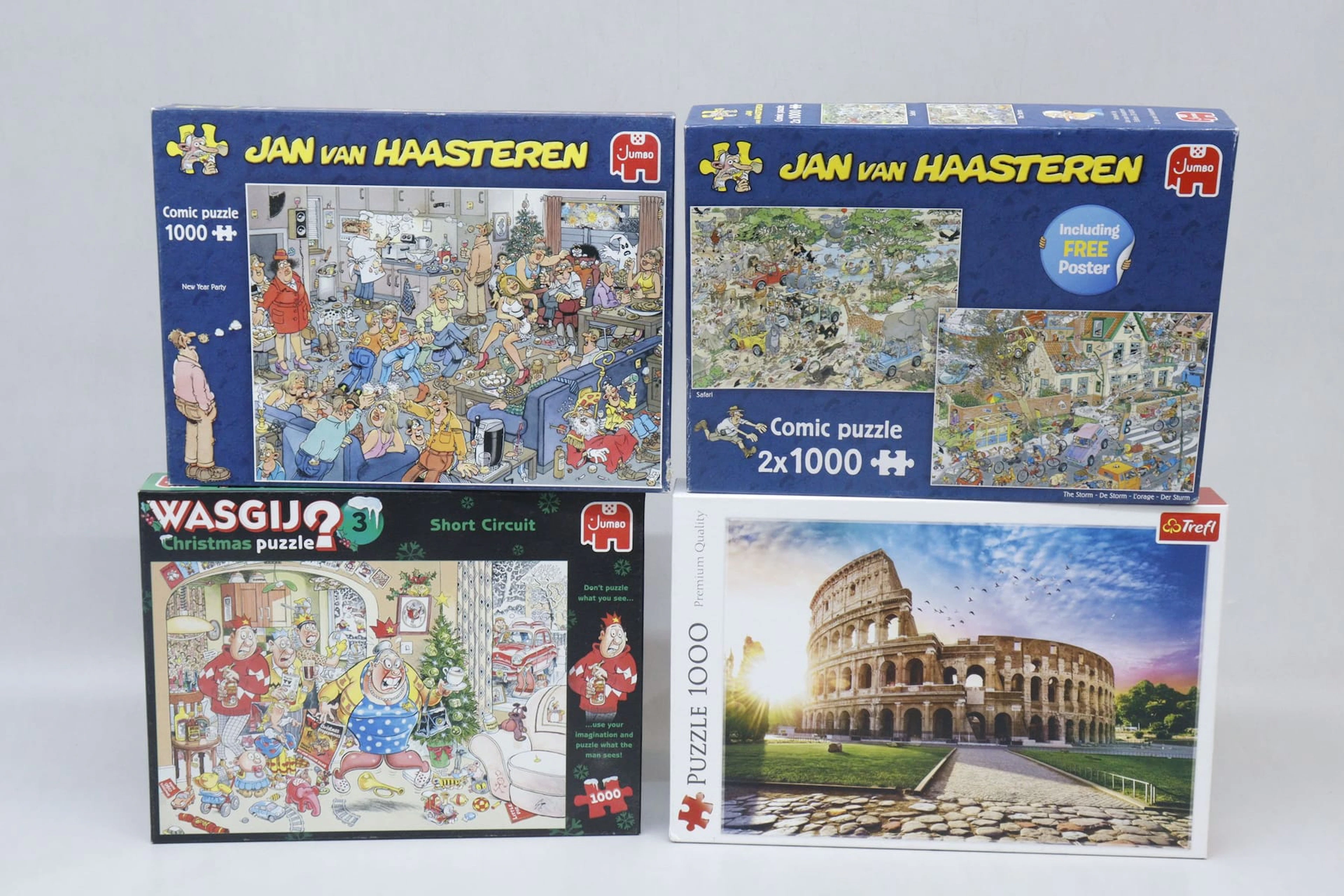 Pussel, 5st, bla Jan van Haasteren och Wasgij, 1000 bitar