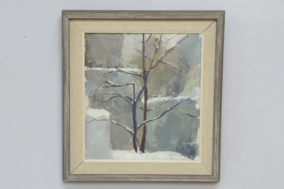 Maria Kunschner, "Trädet i snöyra", olja på duk, signerad