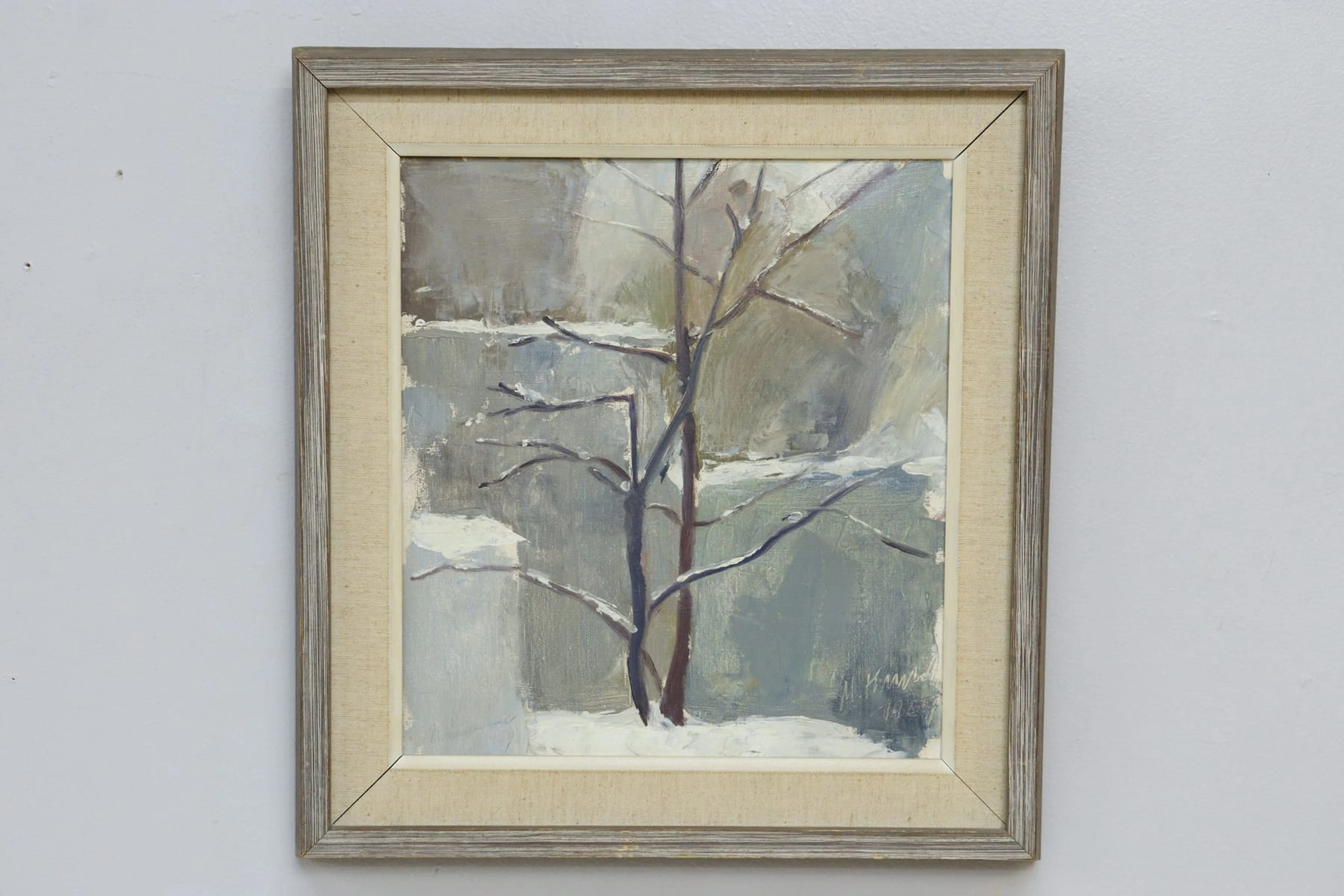 Maria Kunschner, "Trädet i snöyra", olja på duk, signerad