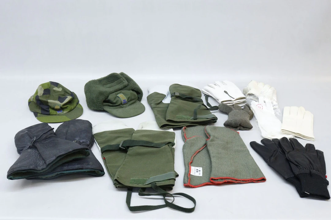 Militaria handskar, mössor mm