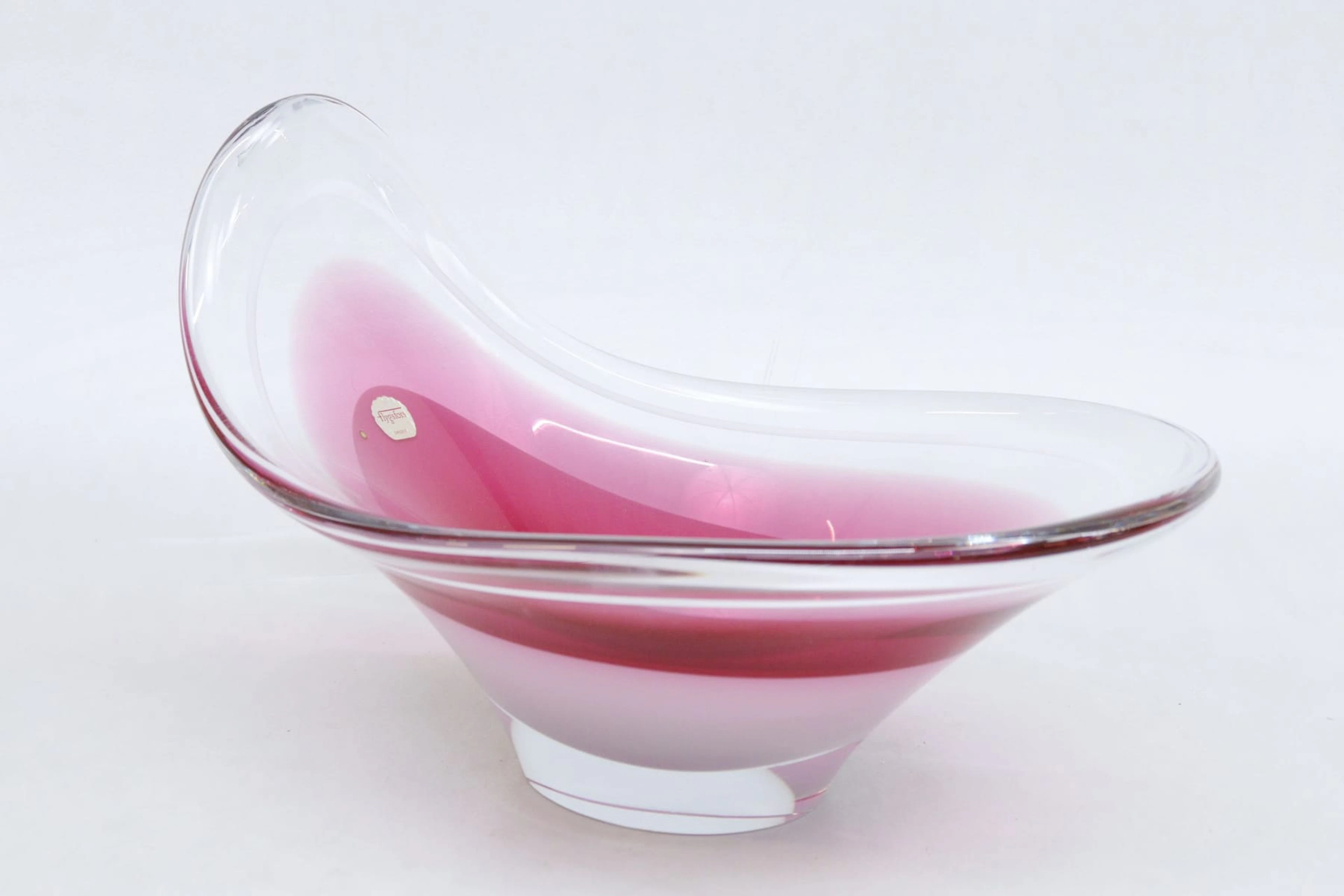 Konstglas, Coquille, Flygsfors, etikettmärkt, signerad