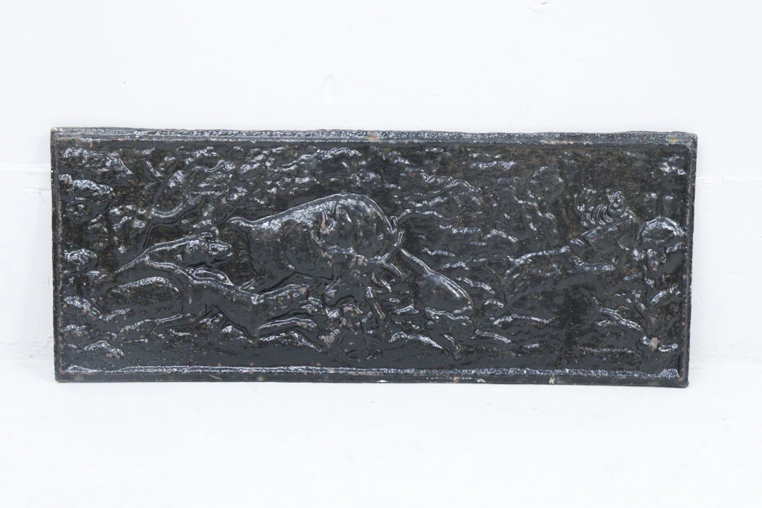 Väggrelief, gjutjärn, jaktmotiv