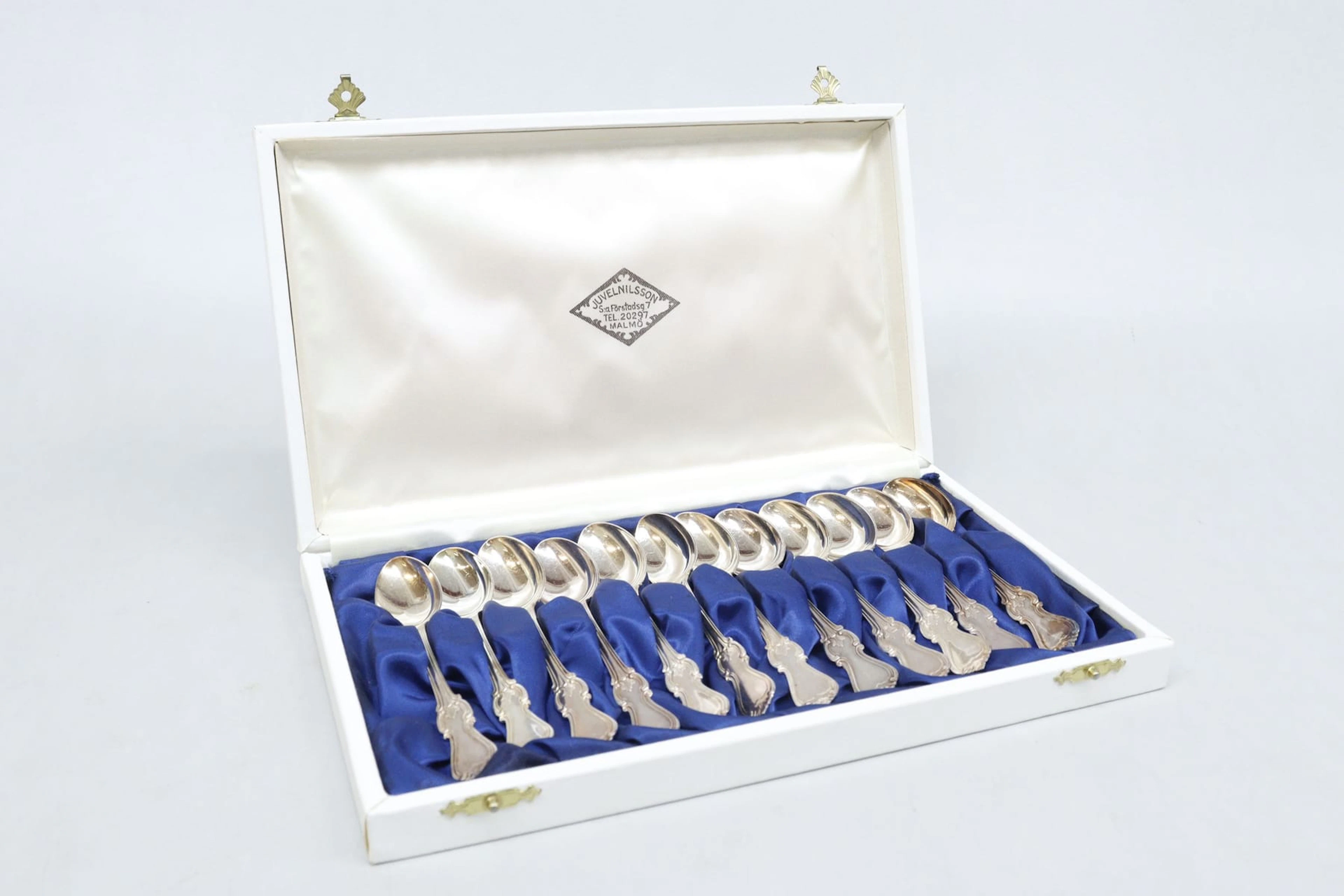 Skedar, 12st, silver, "Olga", GAB, vikt 144 gram