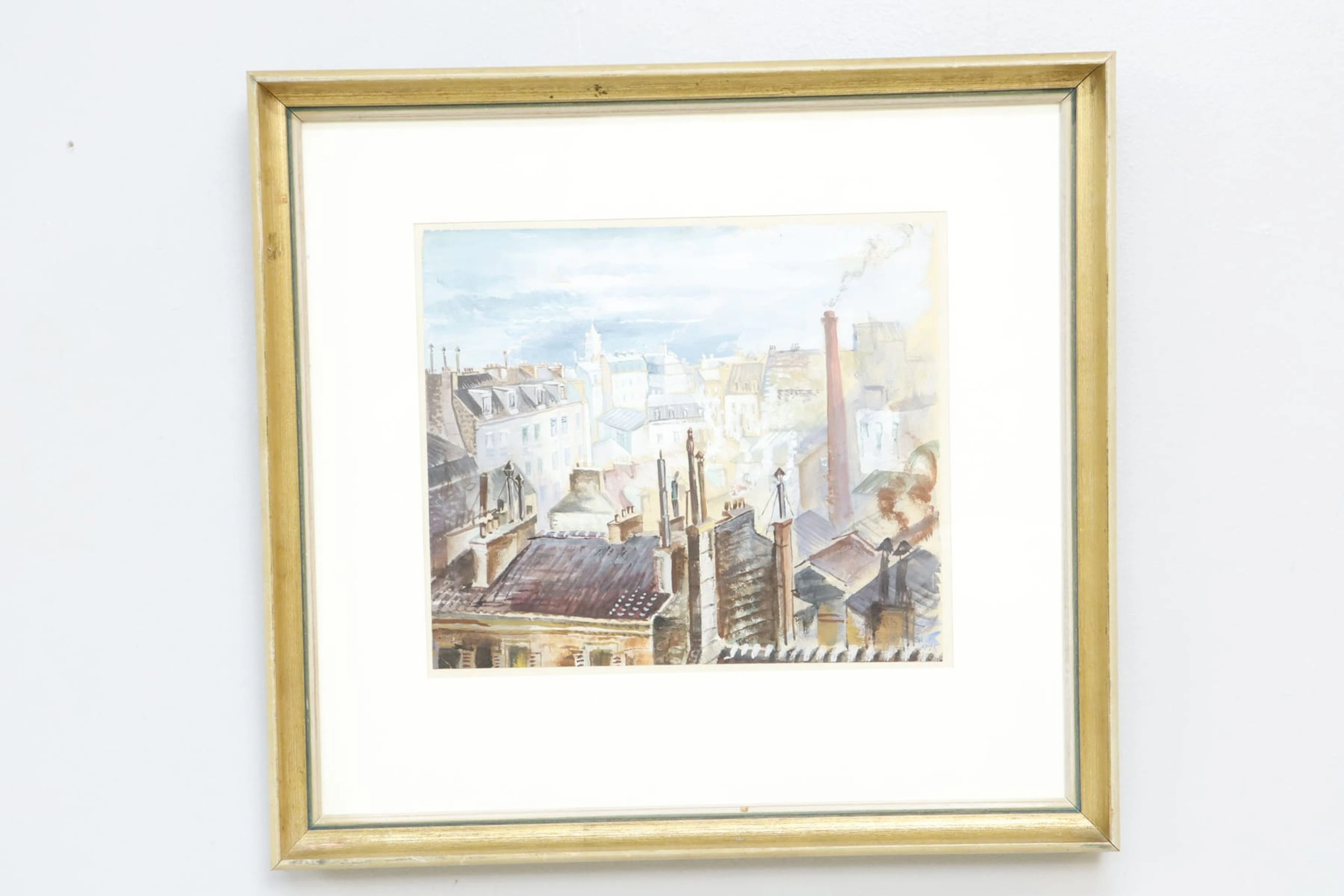 Erik Jönsson, "Hustak", 1928, gouache, signerad