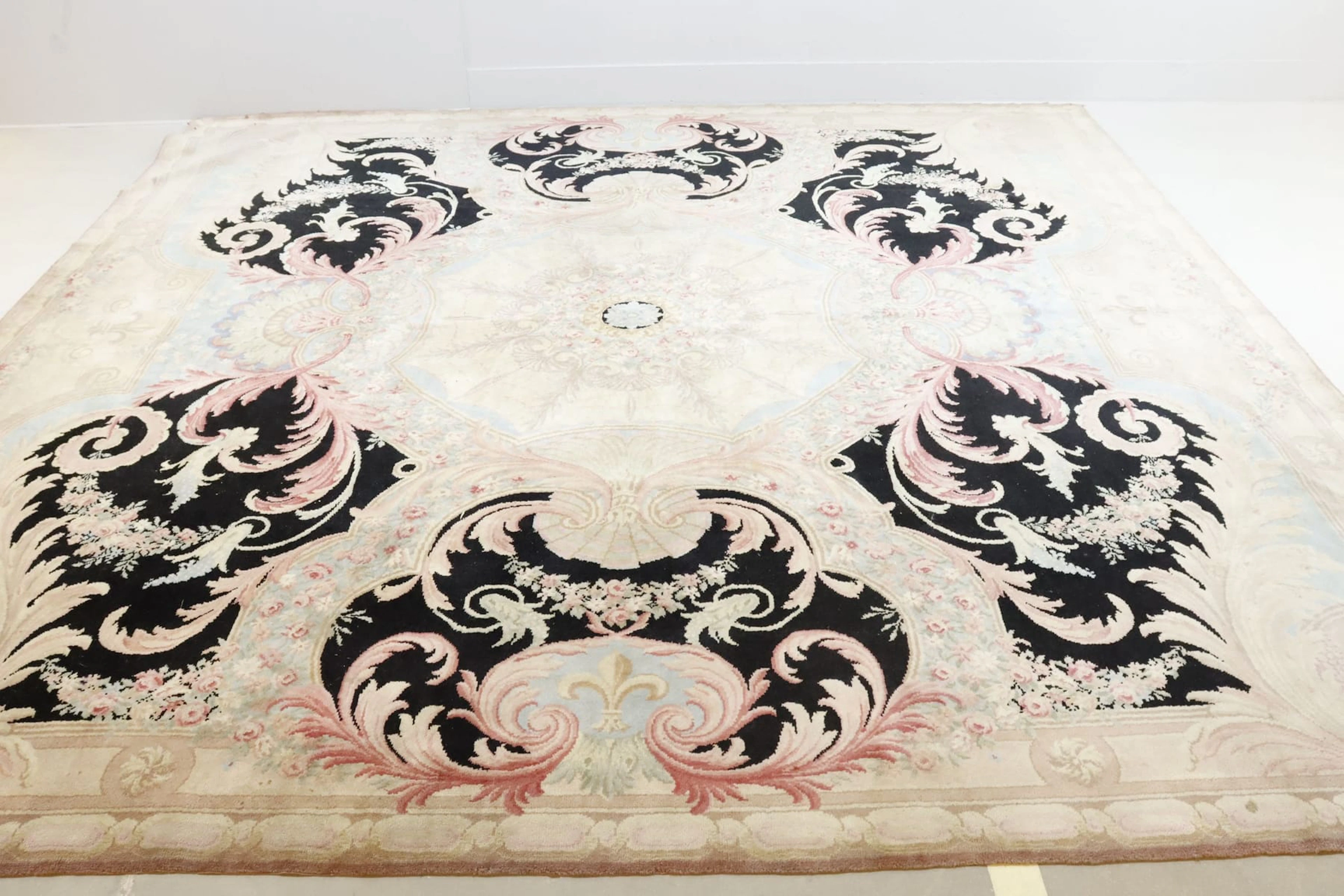 Stor matta, Aubusson, Savonnerie, Frankrike, 450x450cm