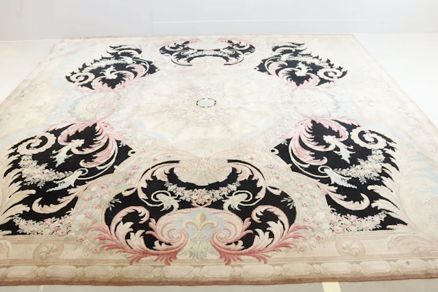 Stor matta, Aubusson, Savonnerie, Frankrike, 450x450cm