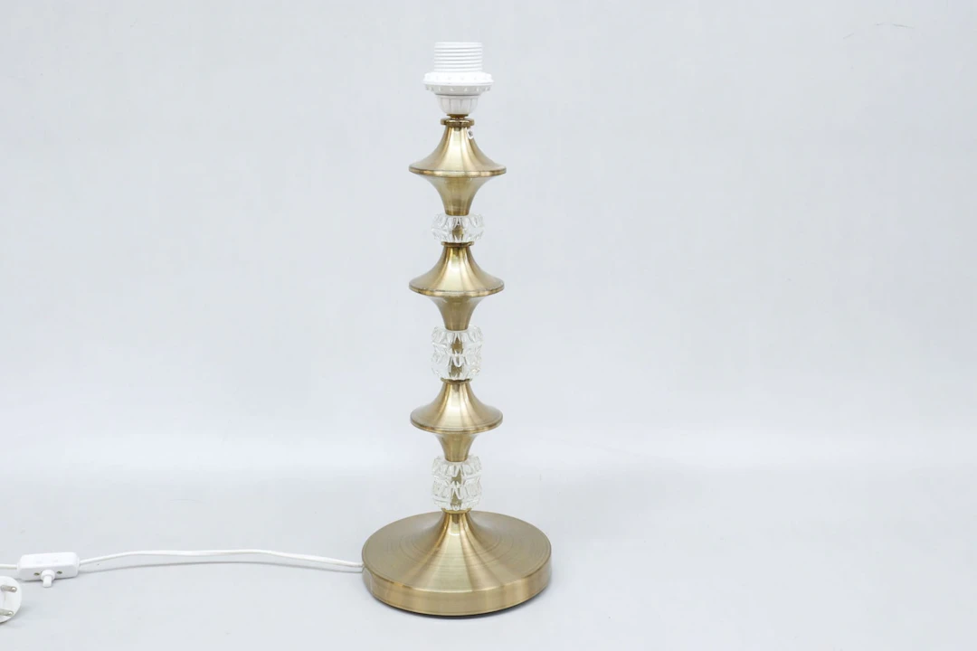 Bordslampa, gulmetall och glas