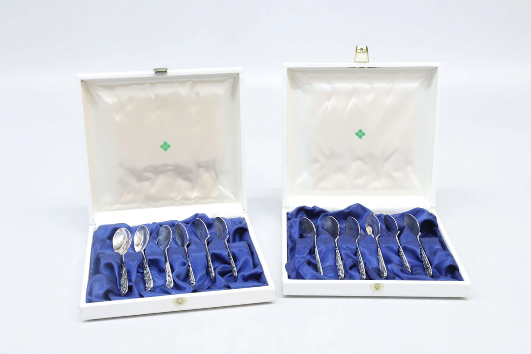 Skedar, 12st, silver 830, Mema, Fyrklövern