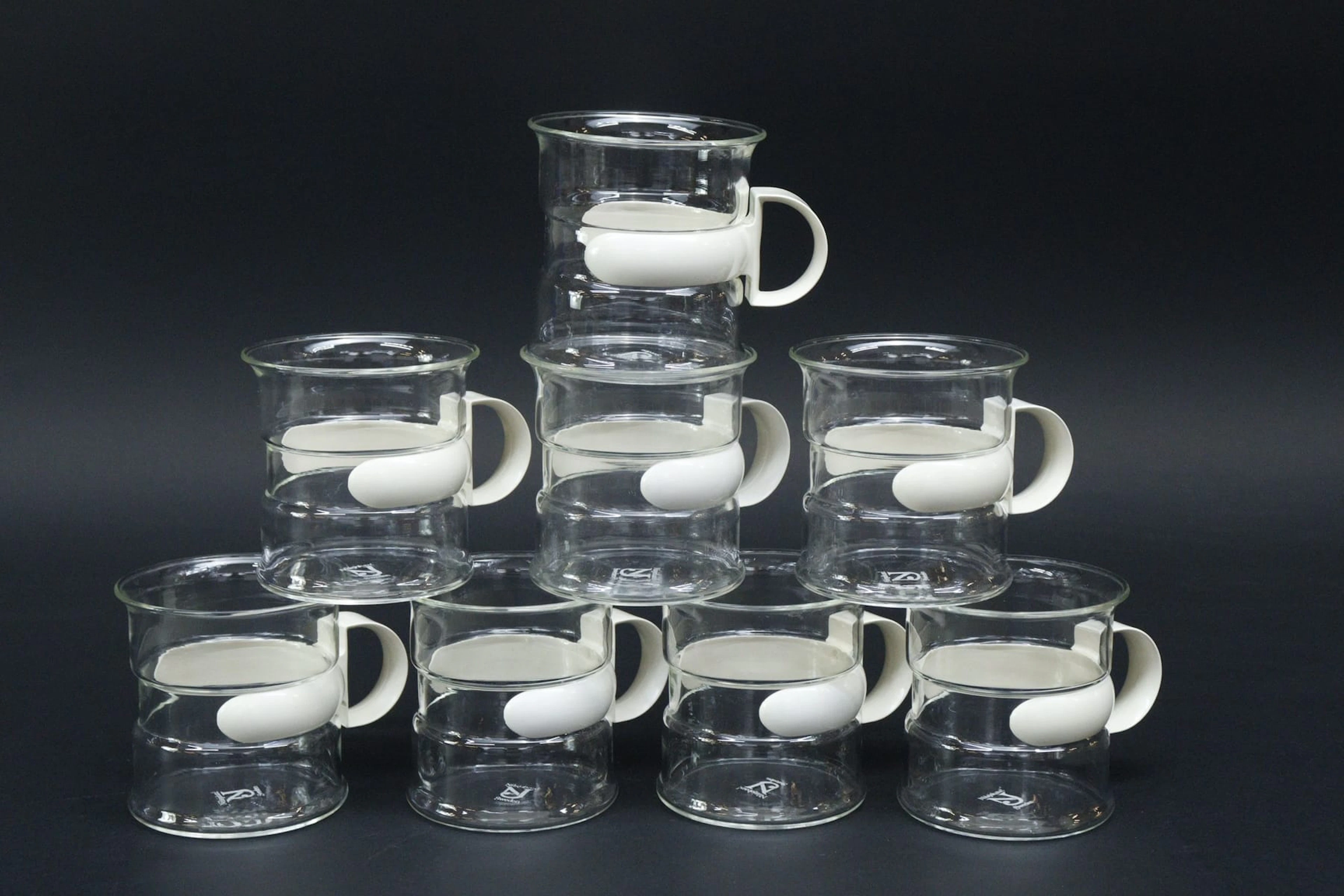 Kaffekoppar, 8st, glas med plasthållare, Nilsjohan