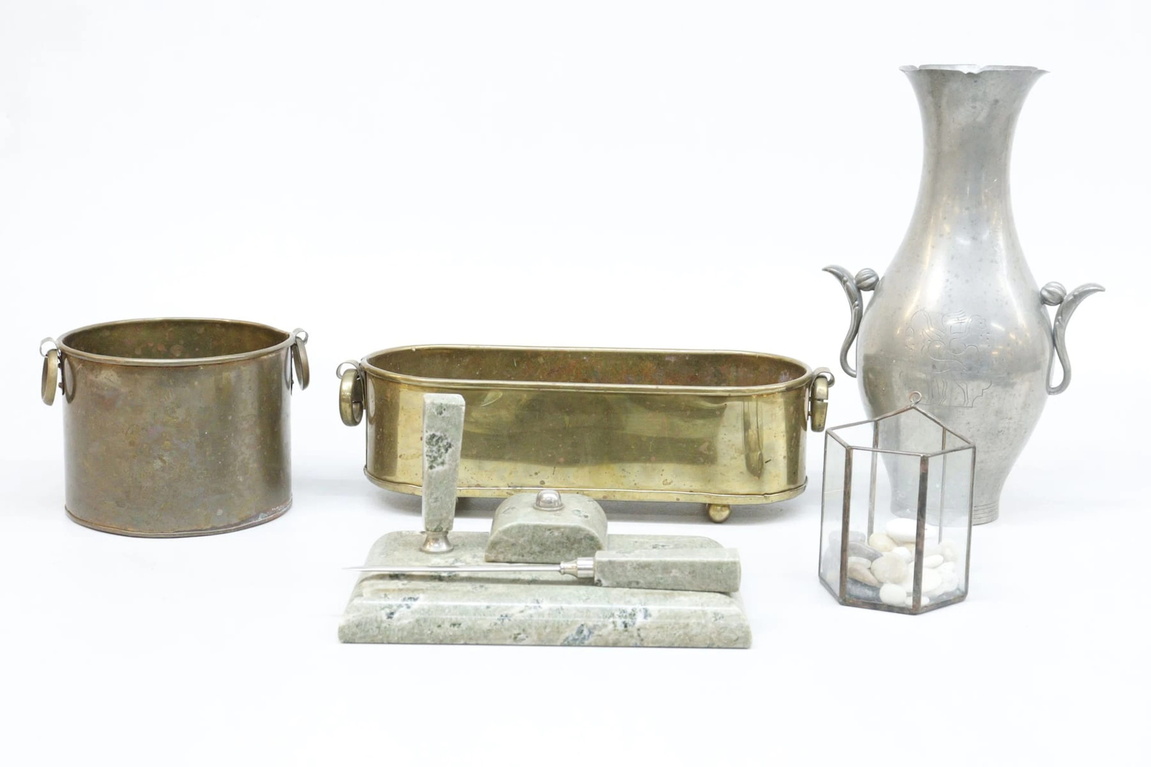 Skrivset, marmor, tennvas mm