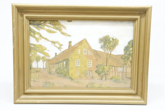 Theodor Jönsson, Esarp, "Skånegård", akvarell, signerad
