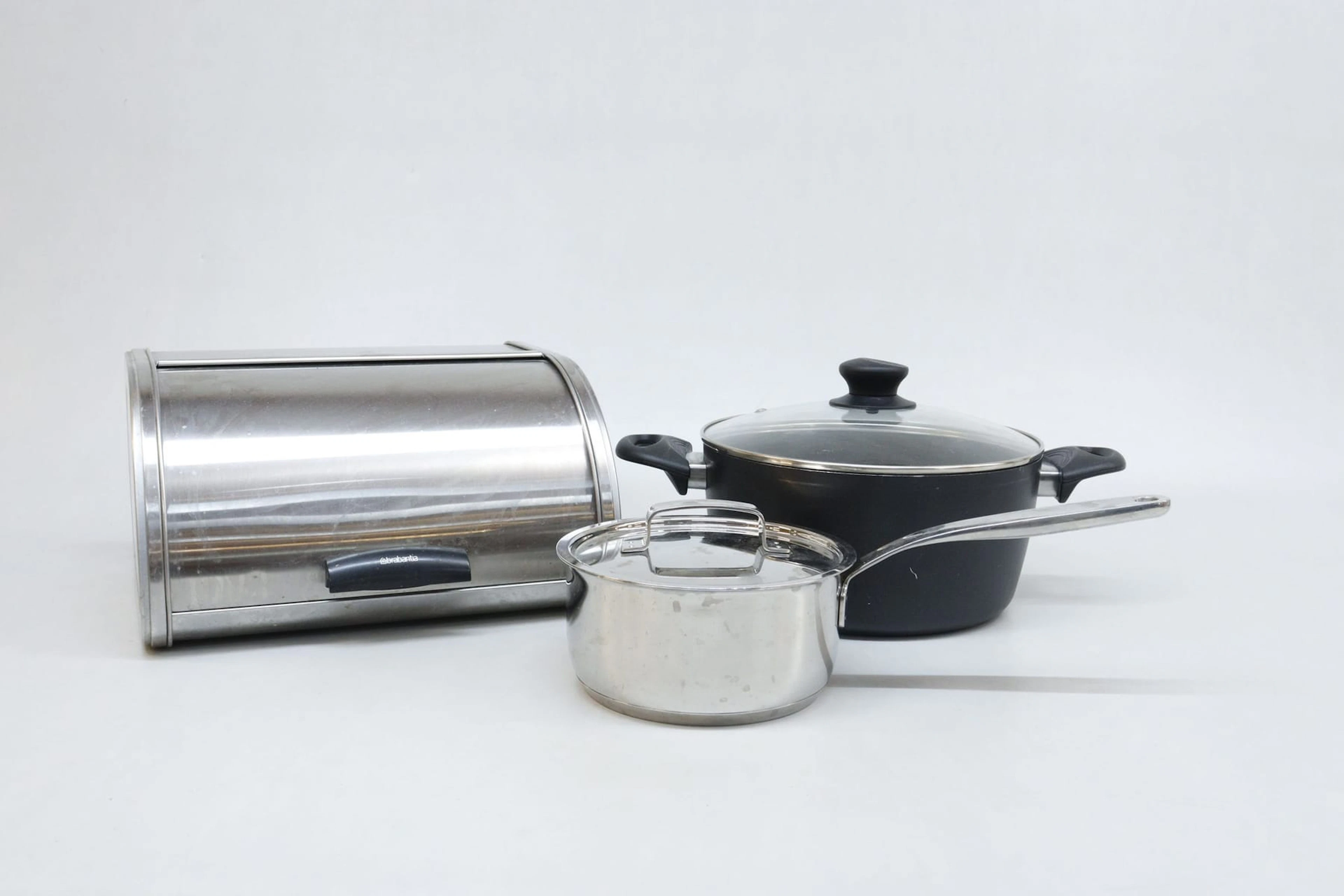 Brödburk, Brabantia, kastrull, Fiskars, samt gryta