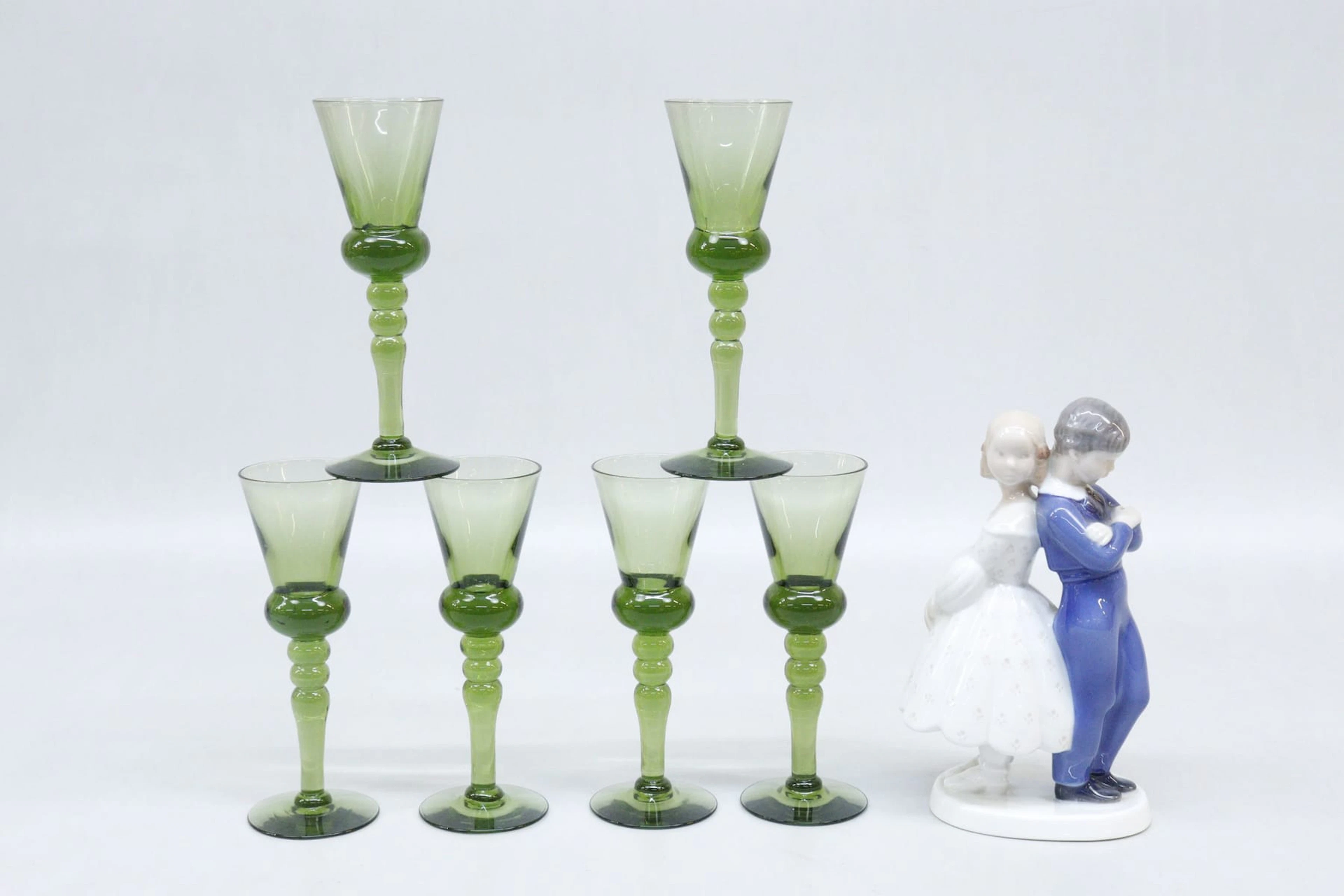 Glas, 6st, samt figurin, B&G