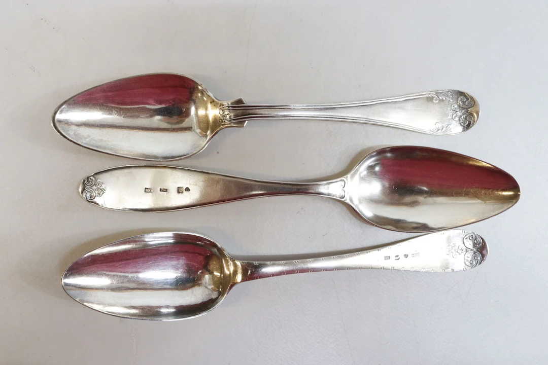 Matskedar, 3st, 1800-tal, silver, vikt 153 gram
