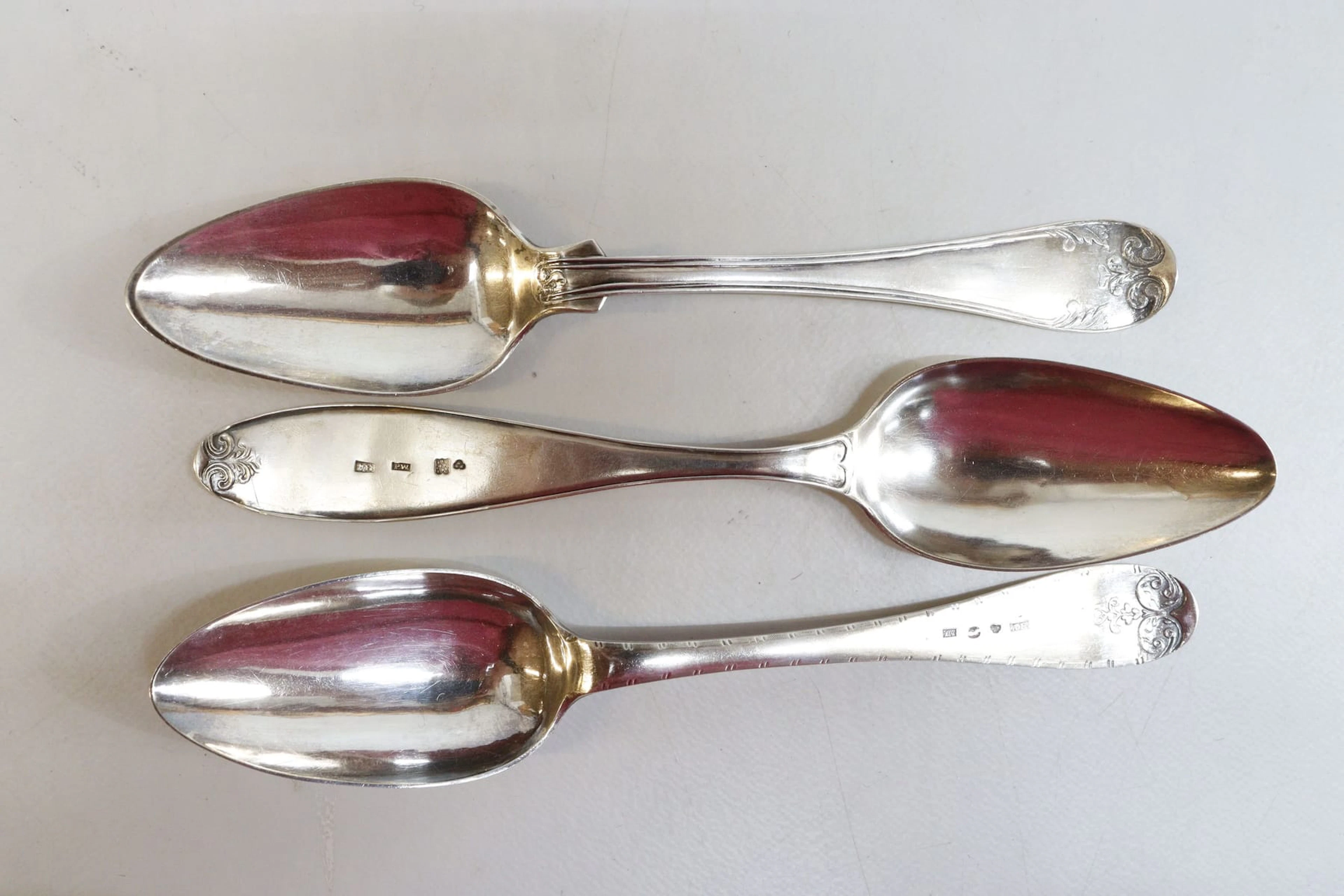 Matskedar, 3st, 1800-tal, silver, vikt 153 gram