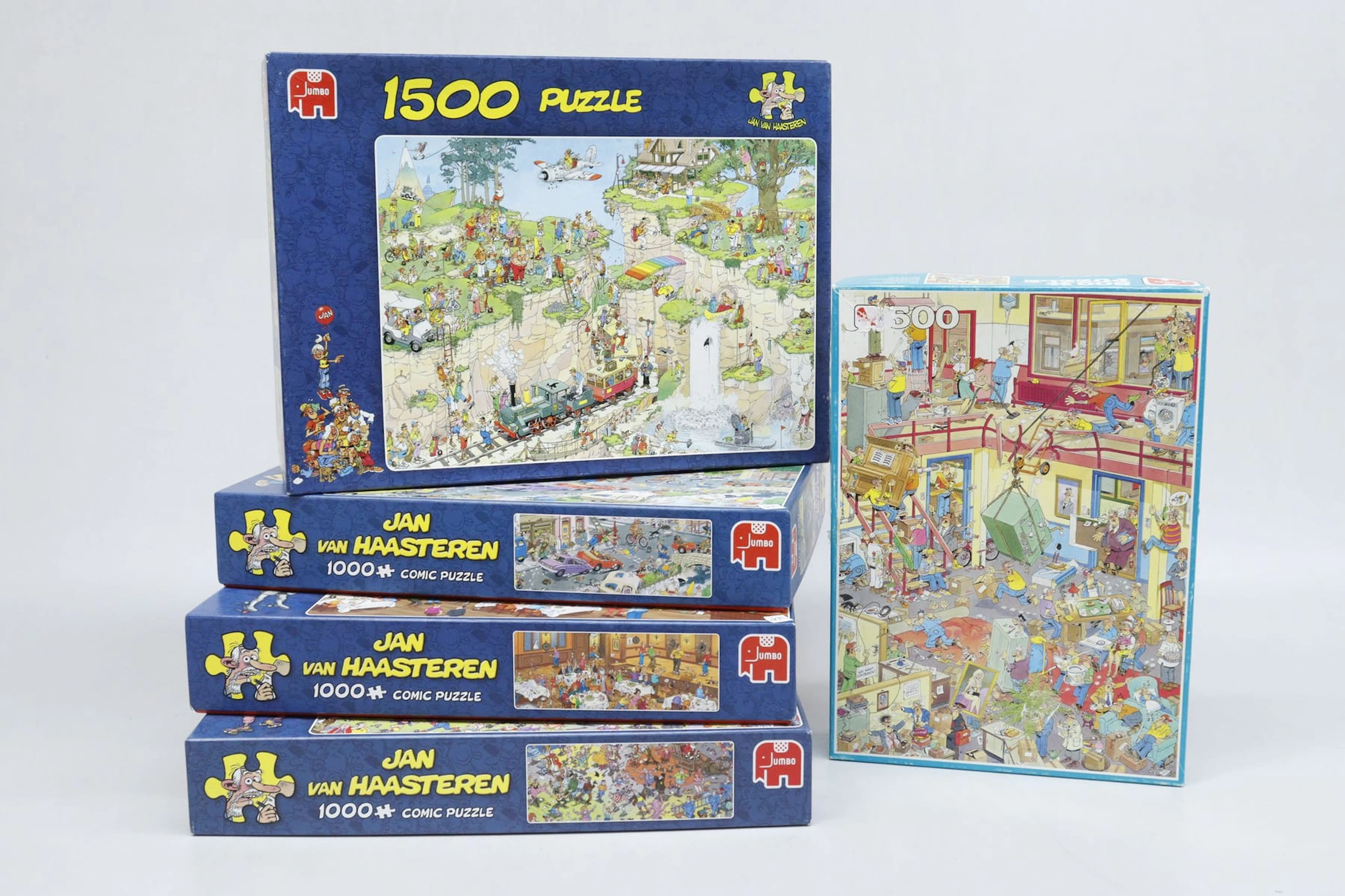 Pussel, 5st, Jan van Haasteren, 500-1500 bitar