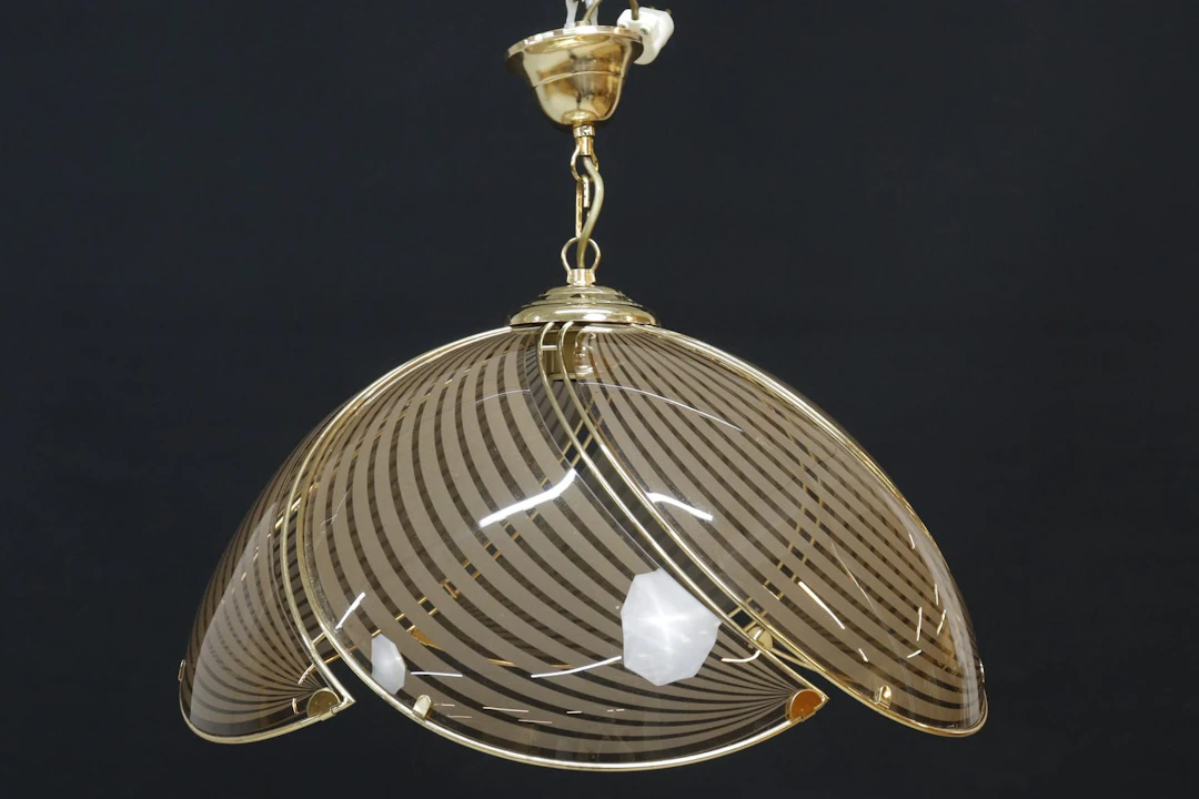 Taklampa, glas och metall, 80-tal