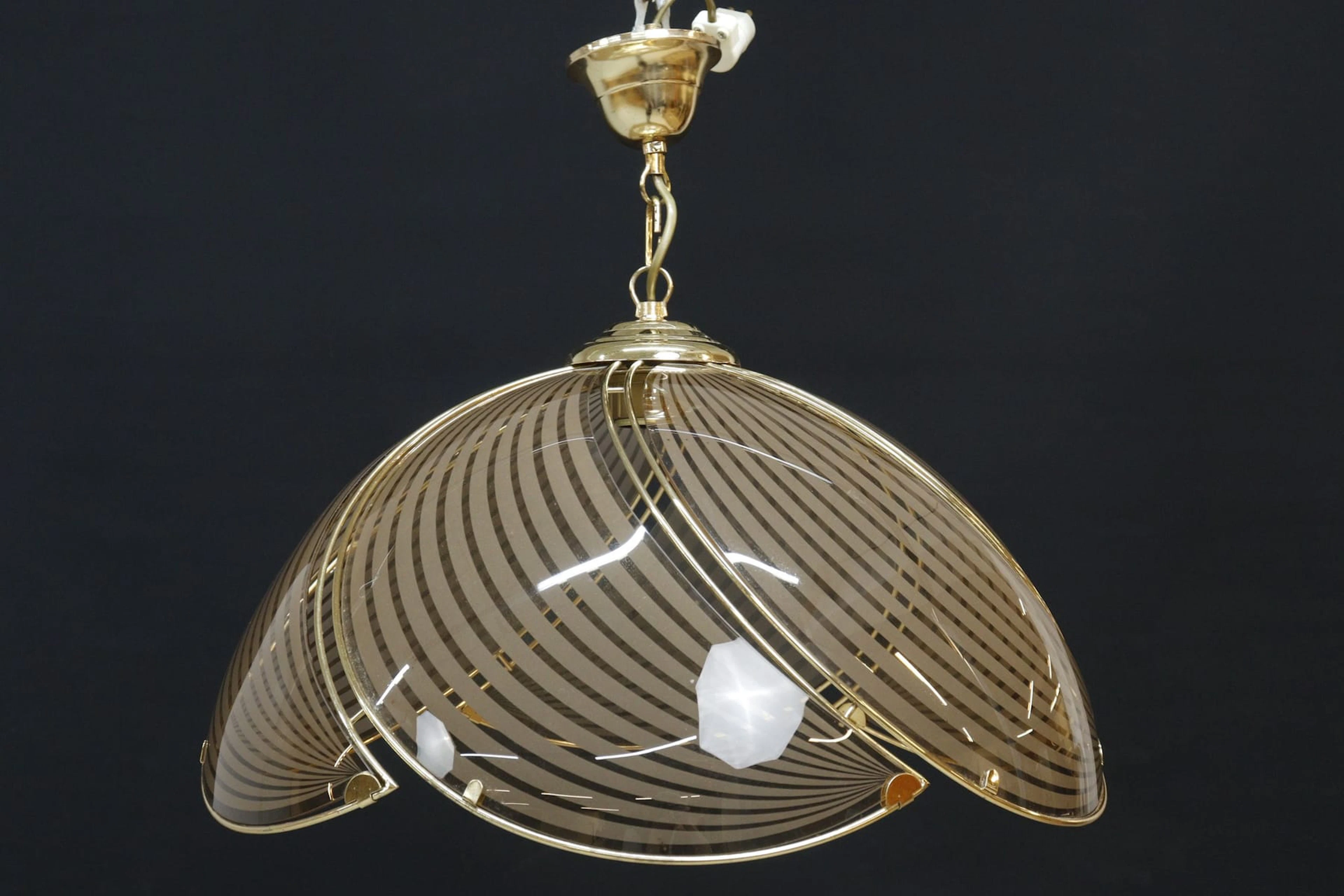 Taklampa, glas och metall, 80-tal
