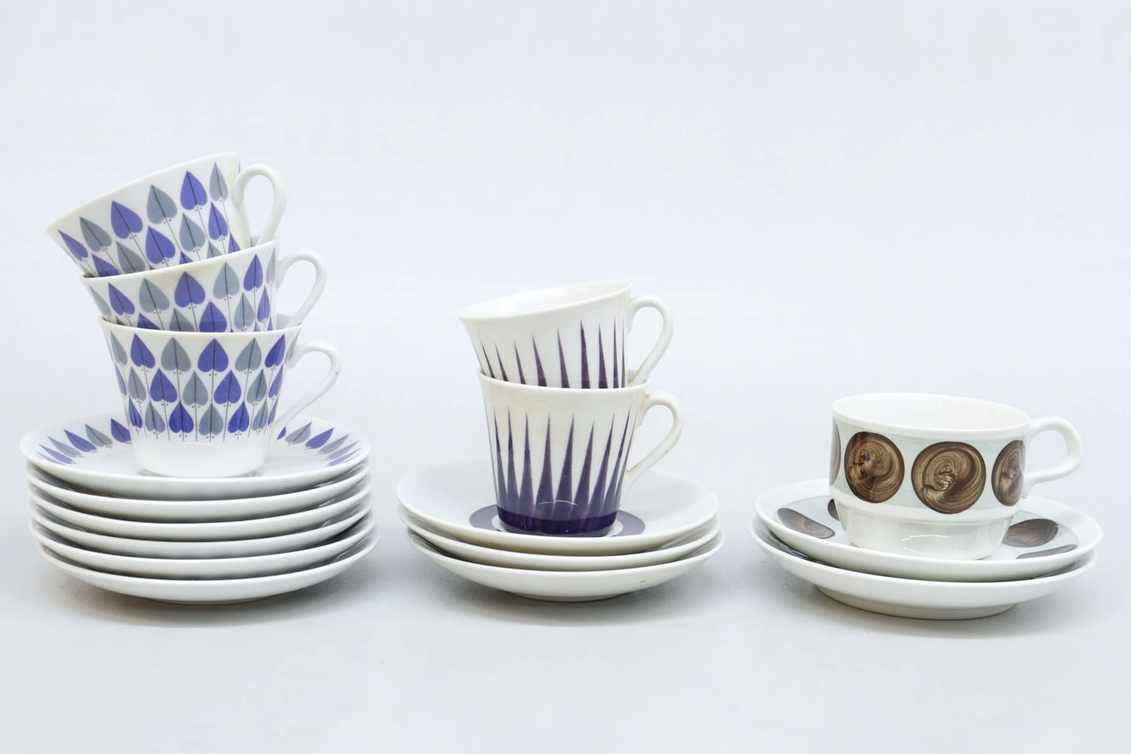 Kaffekoppar och fat, 11+5st, retro, Rörstrand och Upsala Ekeby