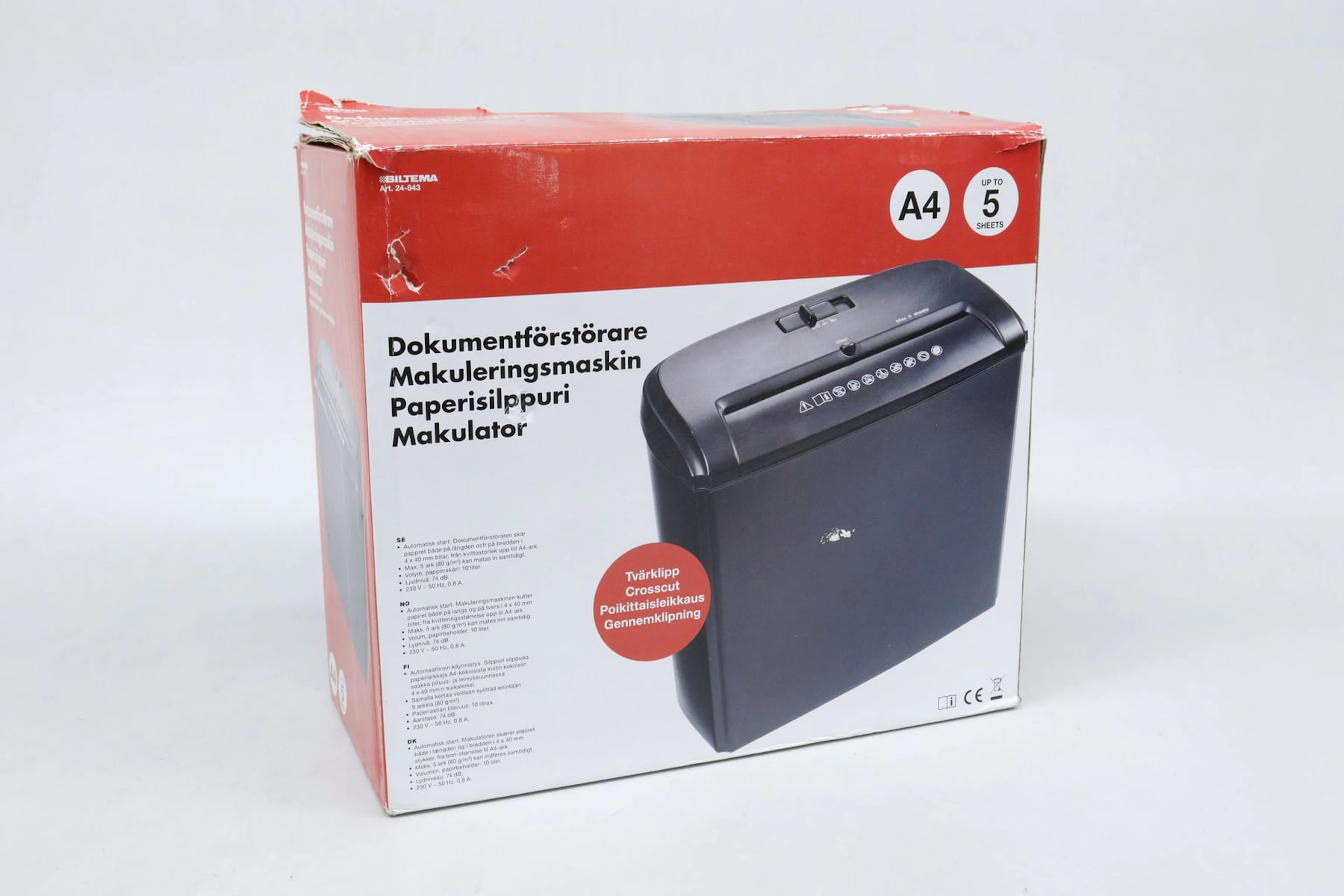Dokumentförstörare, Biltema
