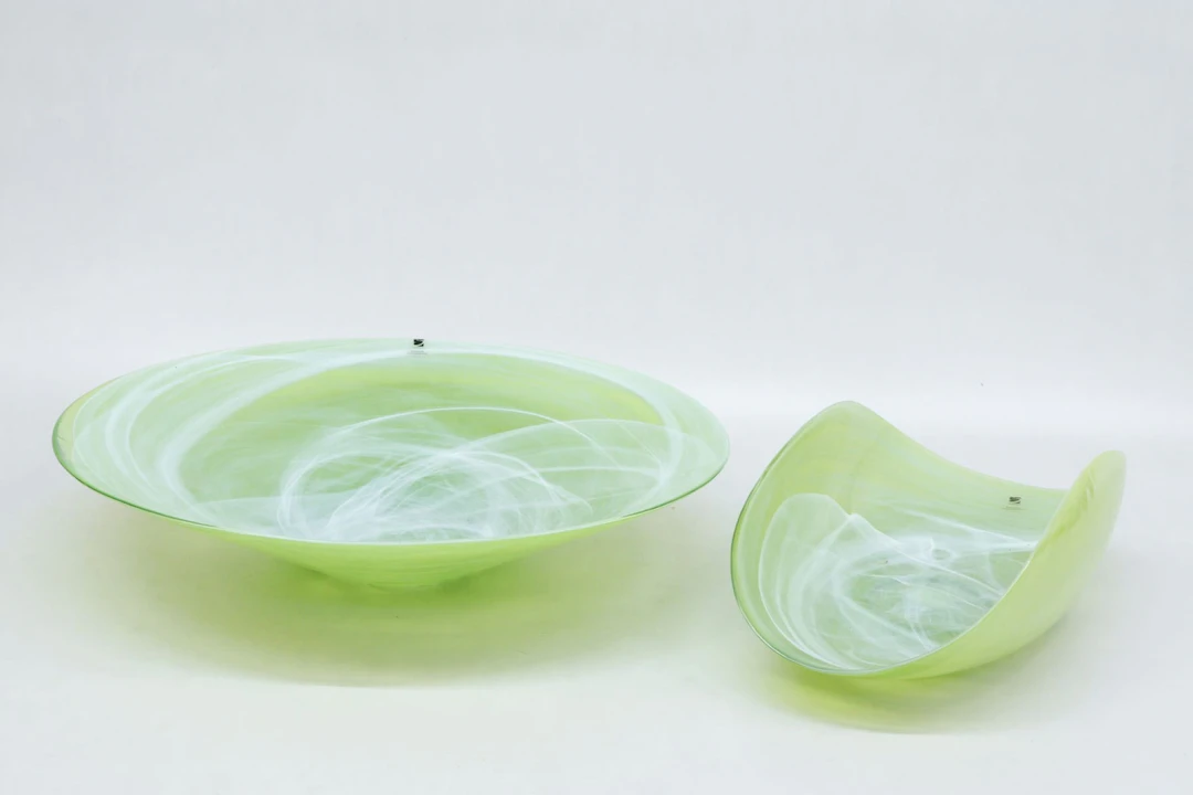 Stora fat, 2st, Sea Glasbruk, grönt glas