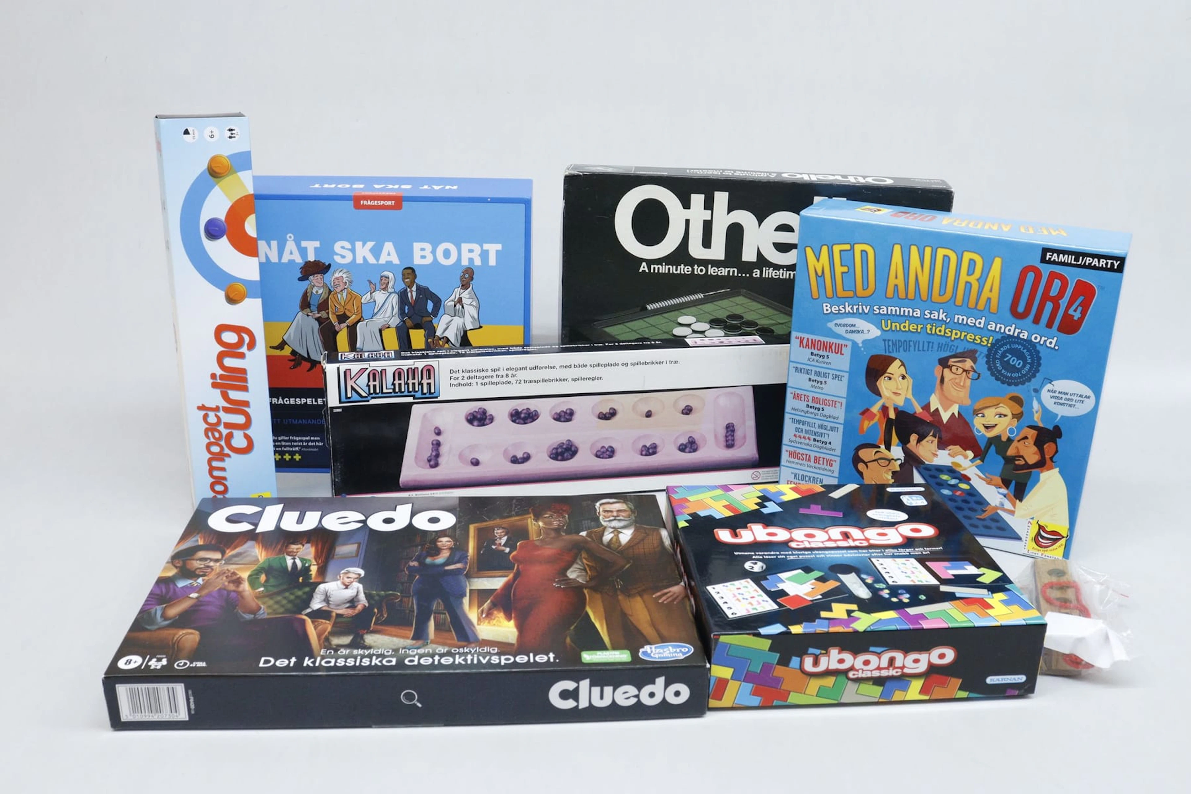Sällskapsspel, bla Cluedo, Meda andra ord och bordscurling