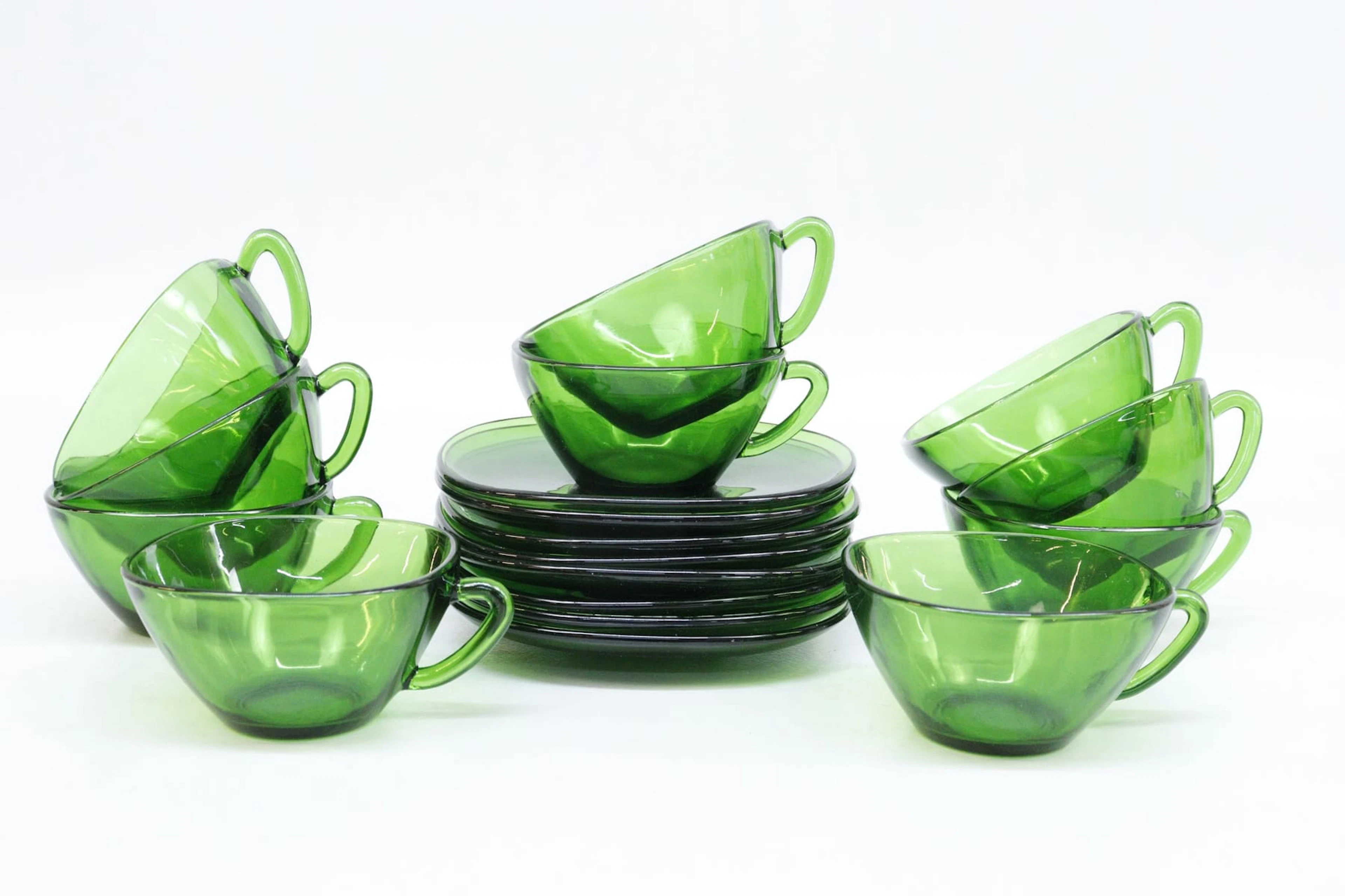Kaffeservis, 18 delar, grönt glas