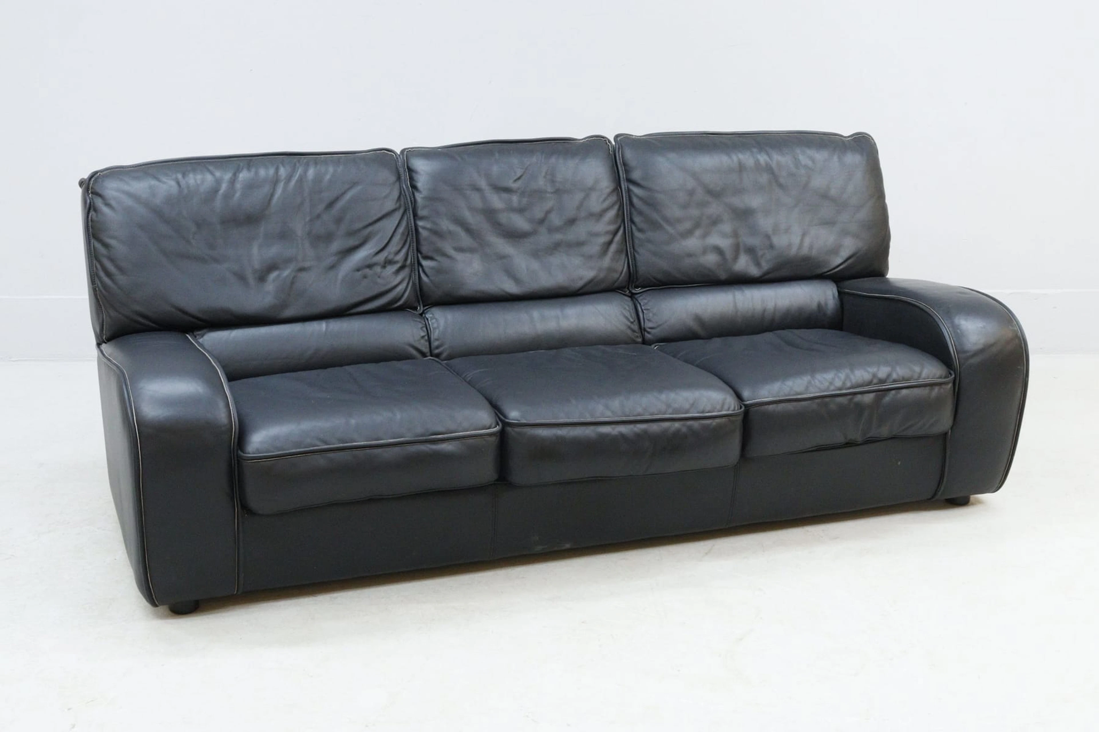 Skinnsoffa, 3-sit, svart