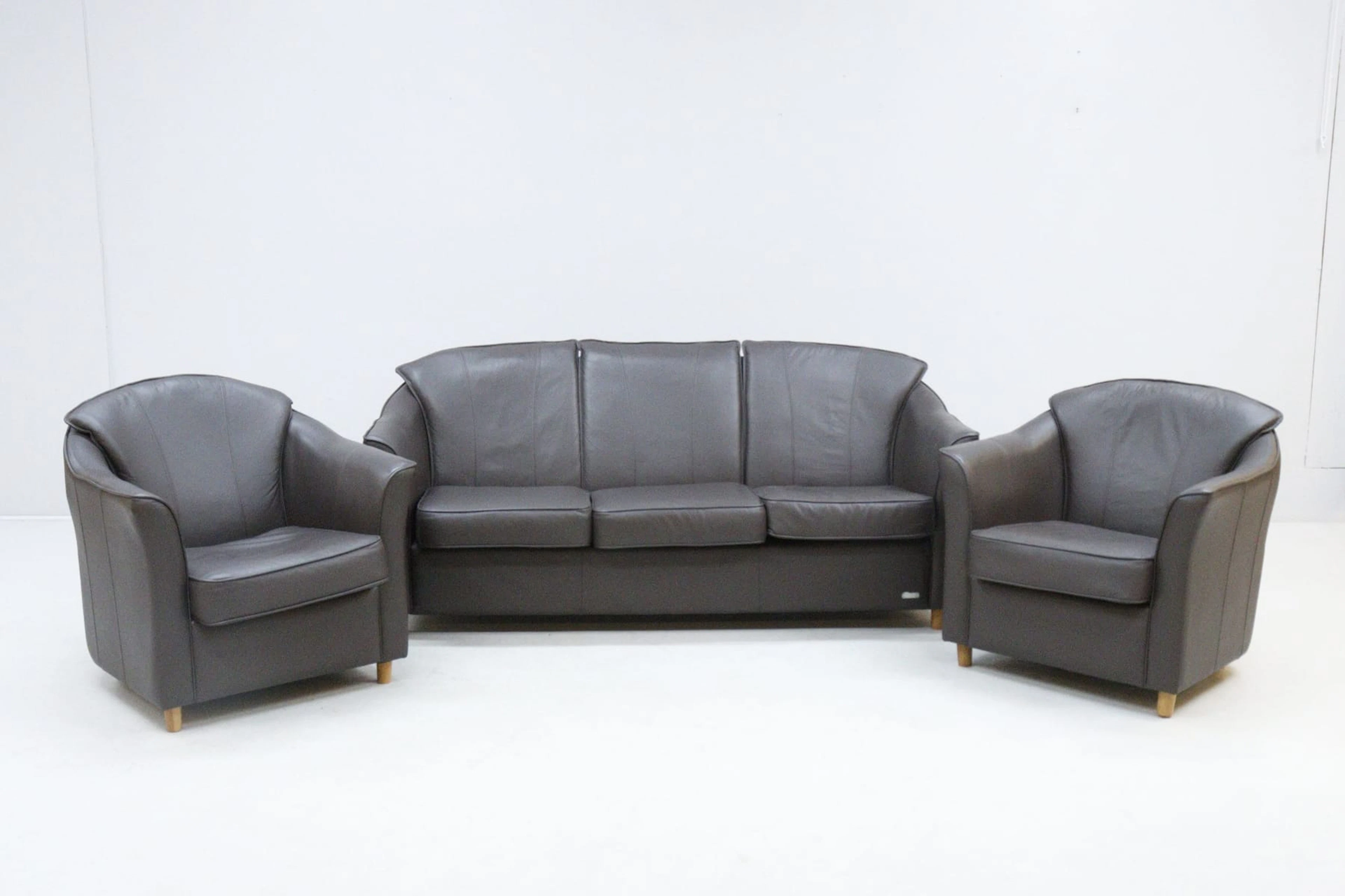 Soffa med 2 fåtöljer, skinn, Beso Meble