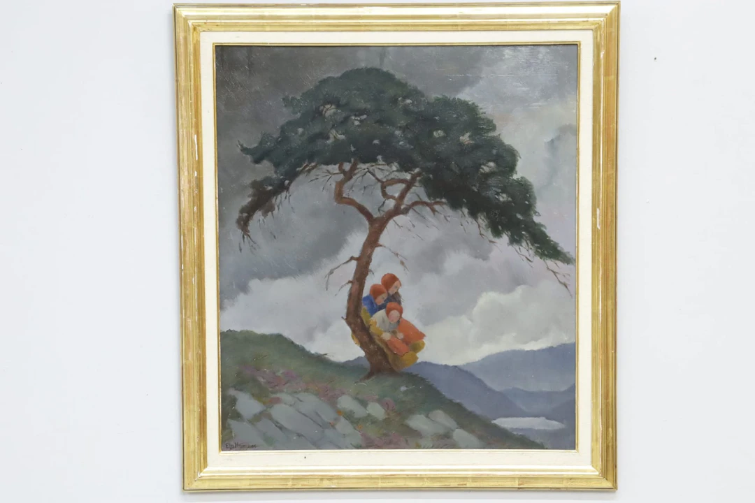 Elsa Hammar-Moeschlin, "Ovädret", olja på pannå, signerad 1923