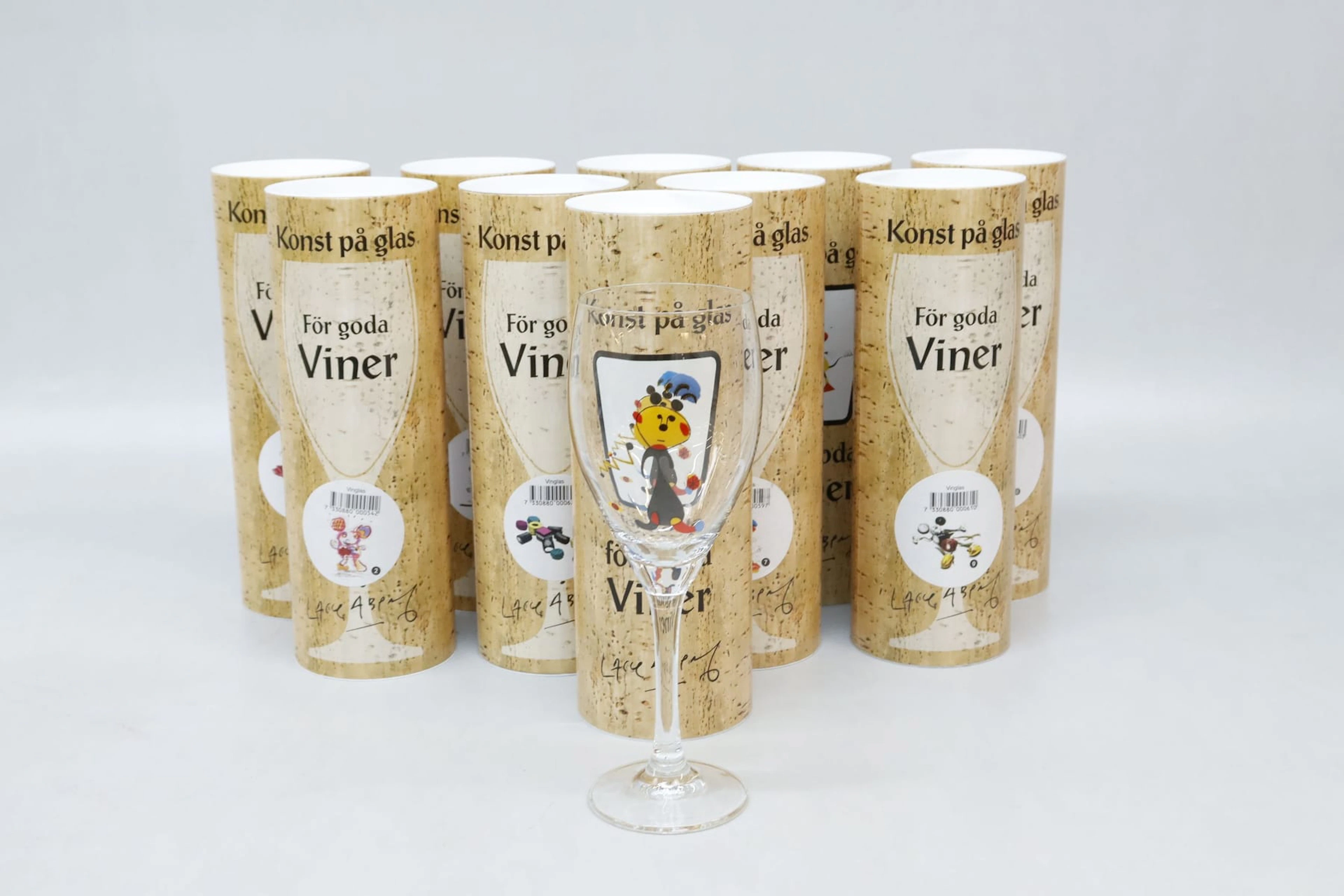 Vinglas, 10st, Lasse Åberg, med kartonger