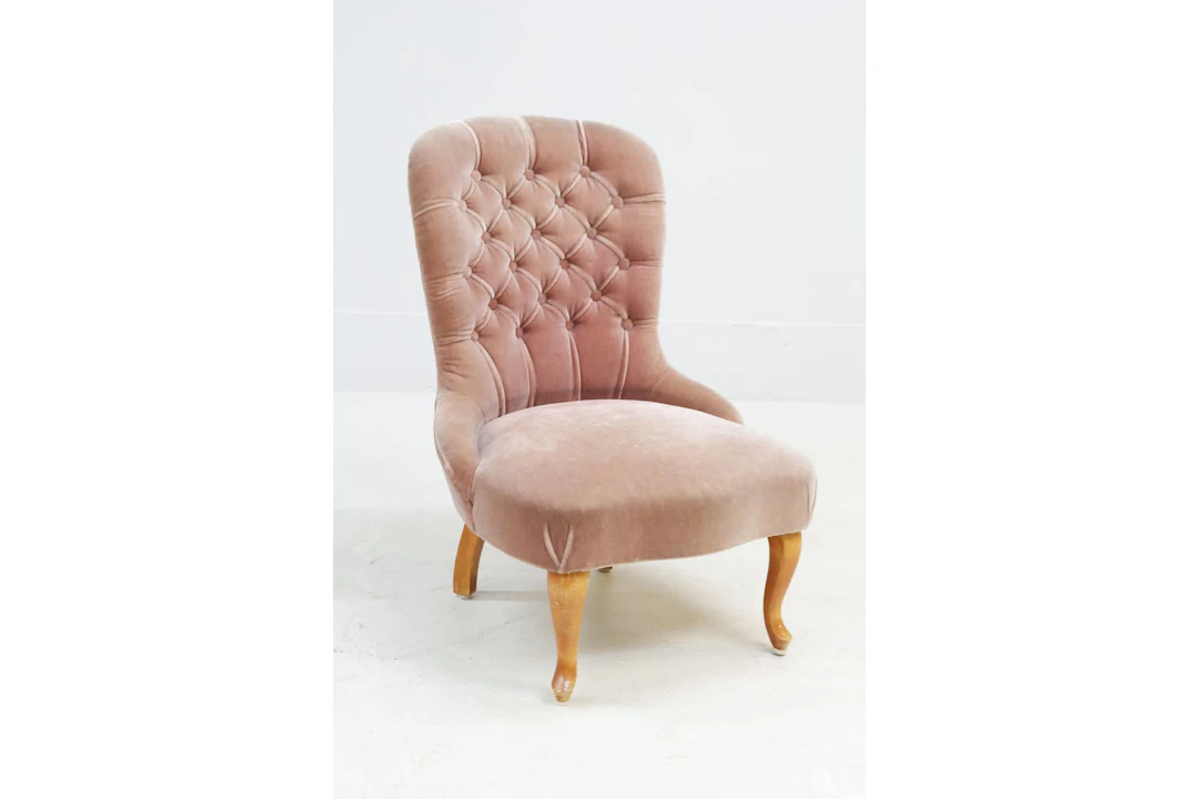Emma-fåtölj, rosa plysch