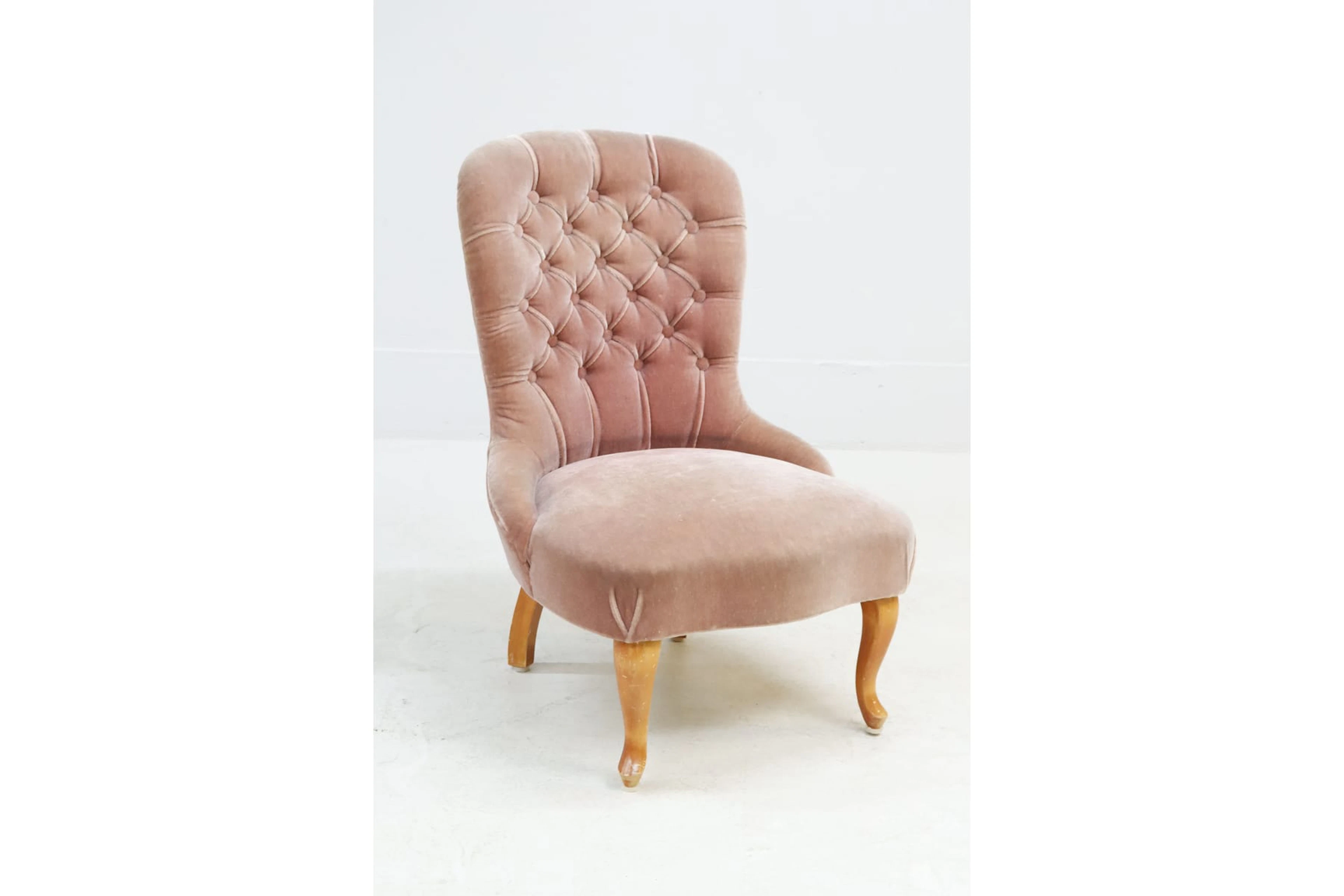 Emma-fåtölj, rosa plysch
