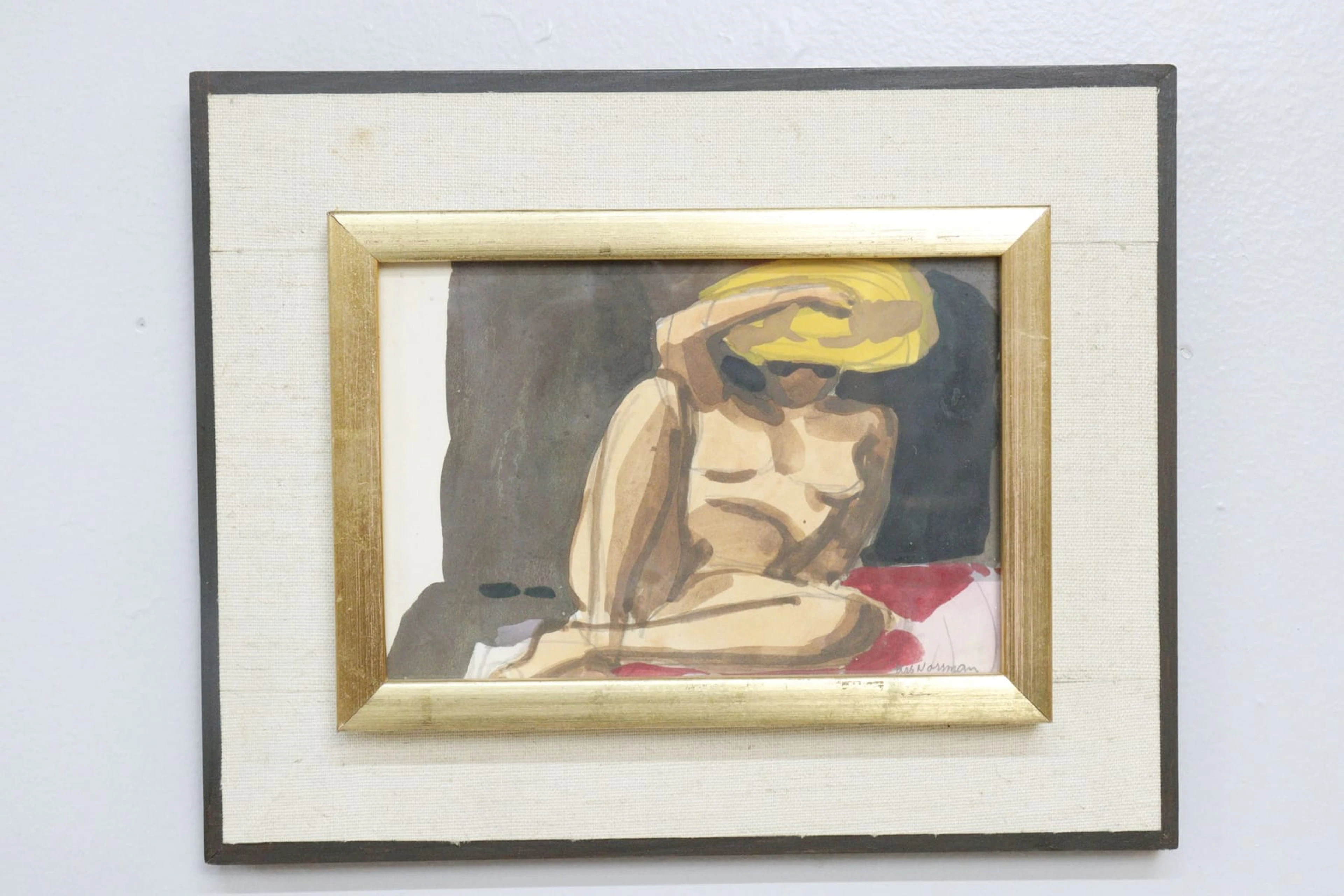 Lars Norrman, nakenstudie, gouache, signerad