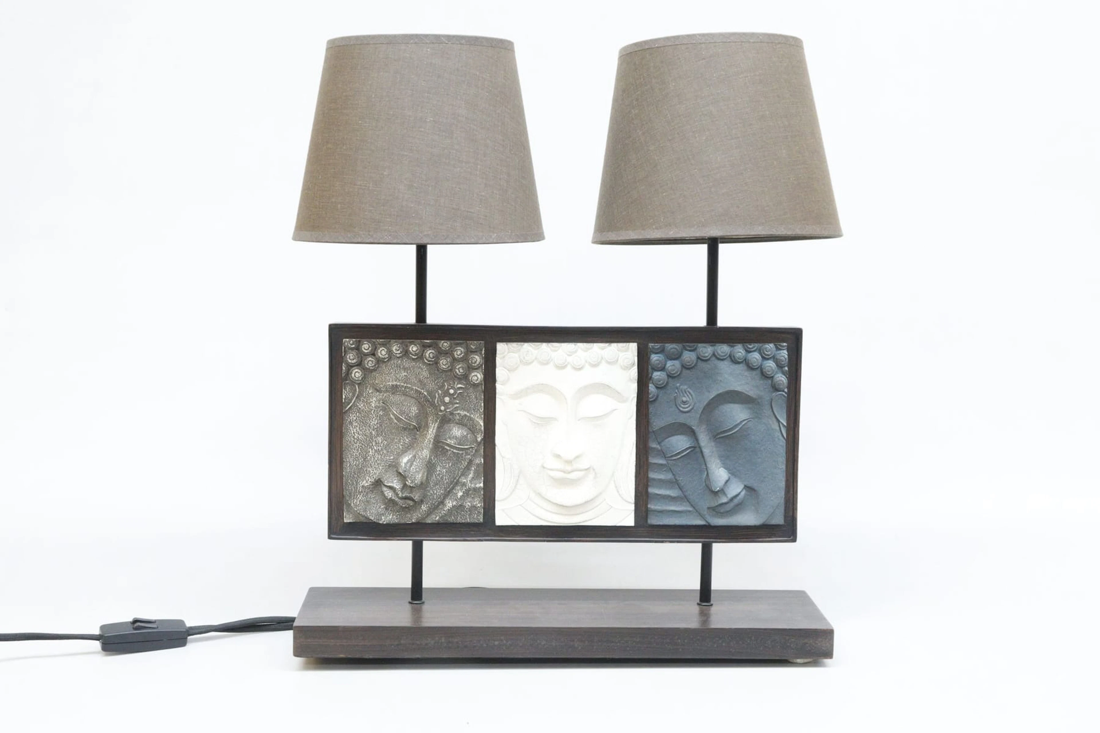 Bordslampa, Texadesign, med 2 ljuspunkter, trä och keramik