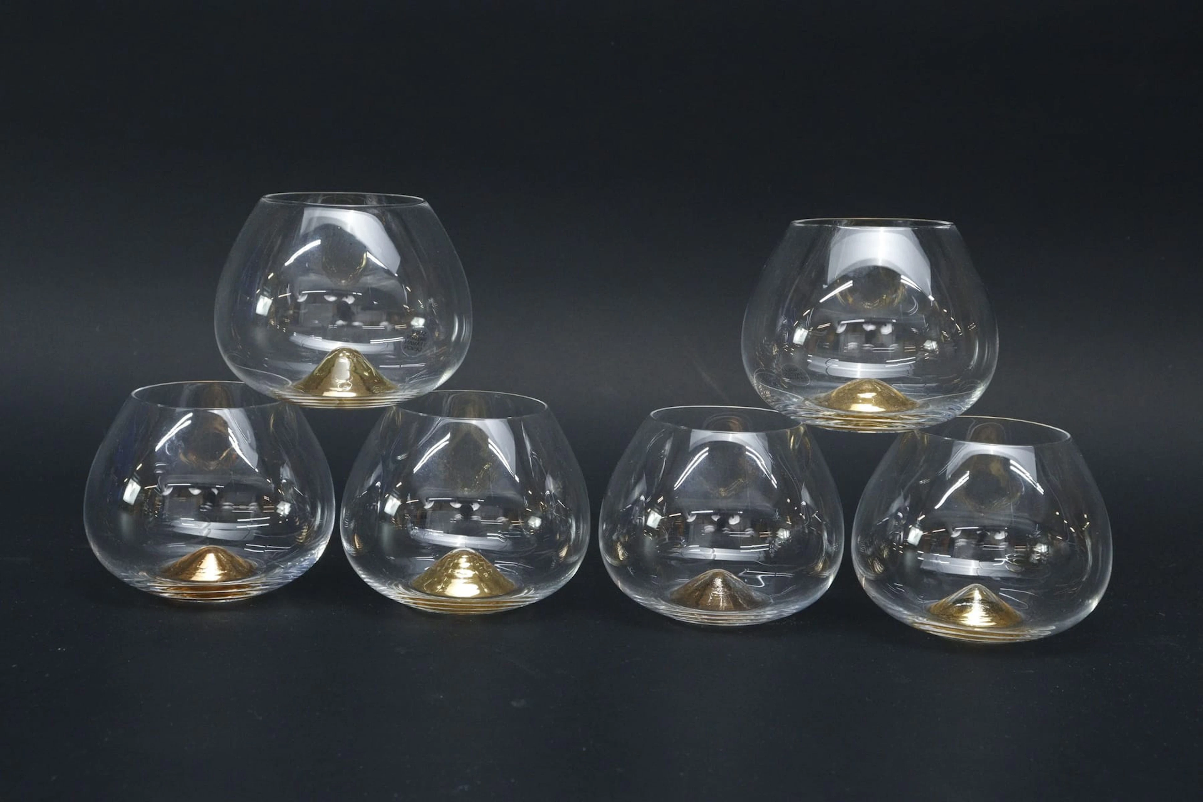 Cognacskupor, 6st, Grönstedts "Guld", Ingegerd Råman, Skrufs Glasbruk