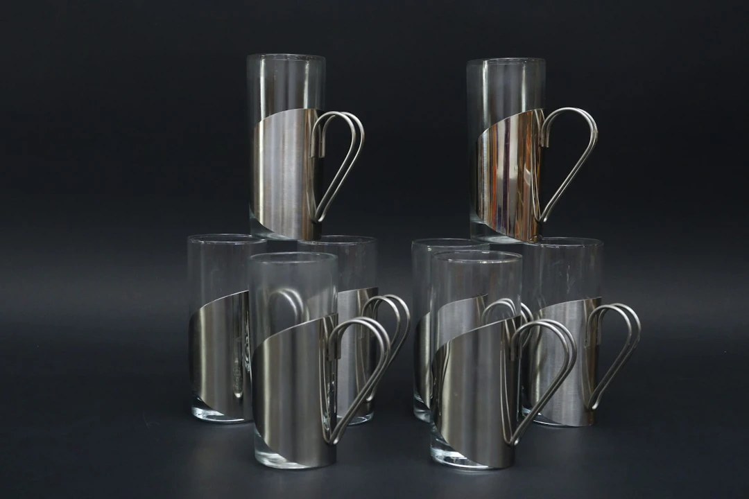 Irish coffee-glas, 8st, metallhållare