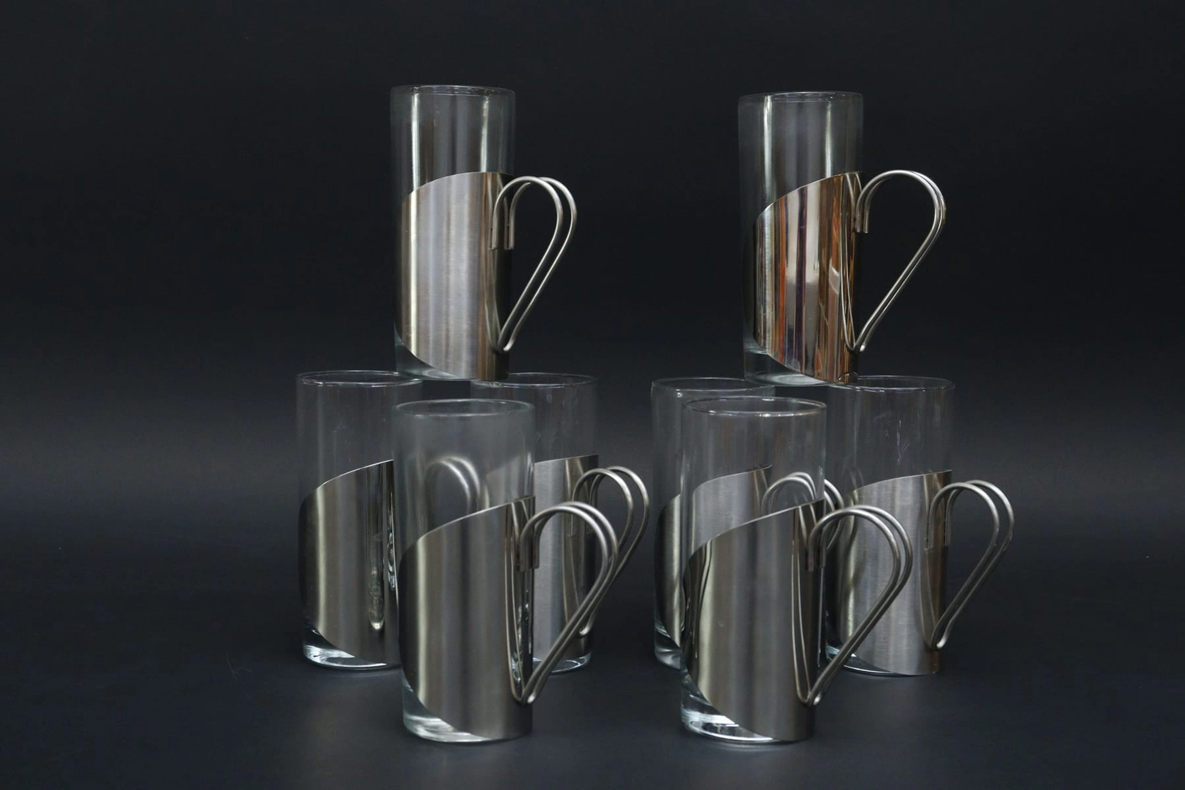 Irish coffee-glas, 8st, metallhållare