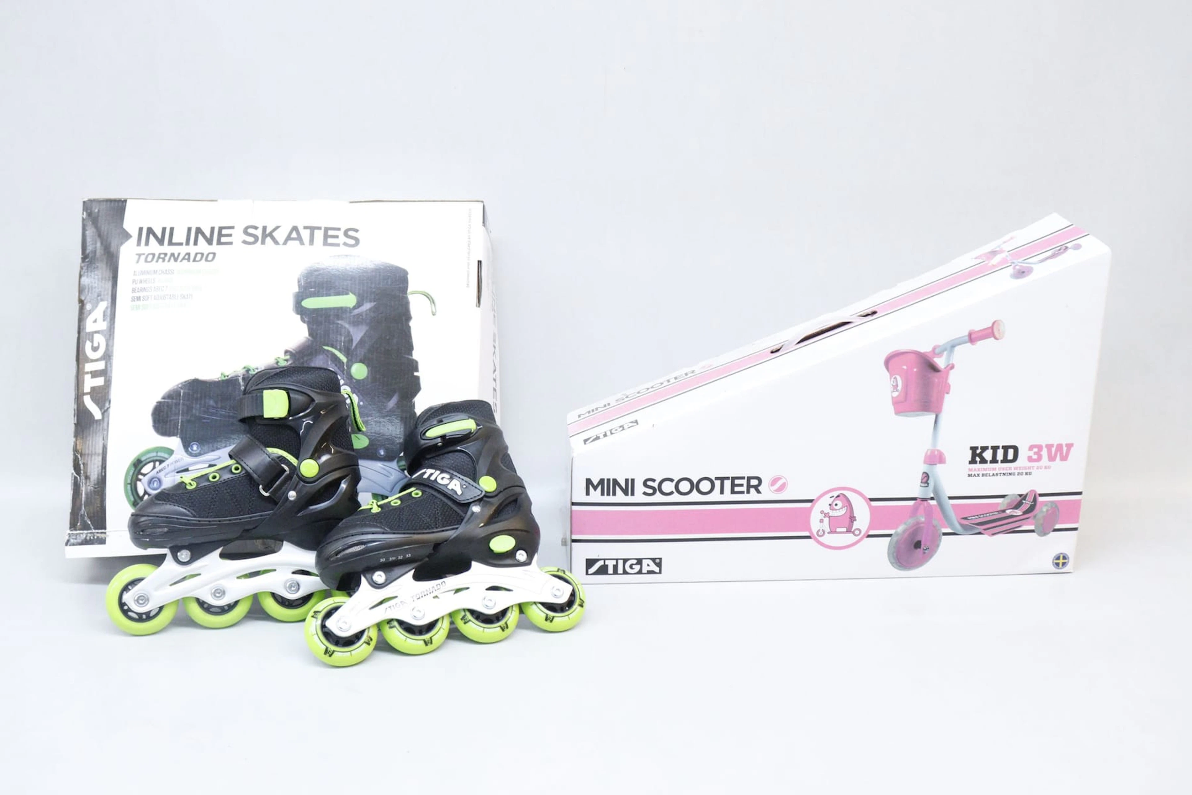 Inline skates, samt kick/miniscooter, Stiga