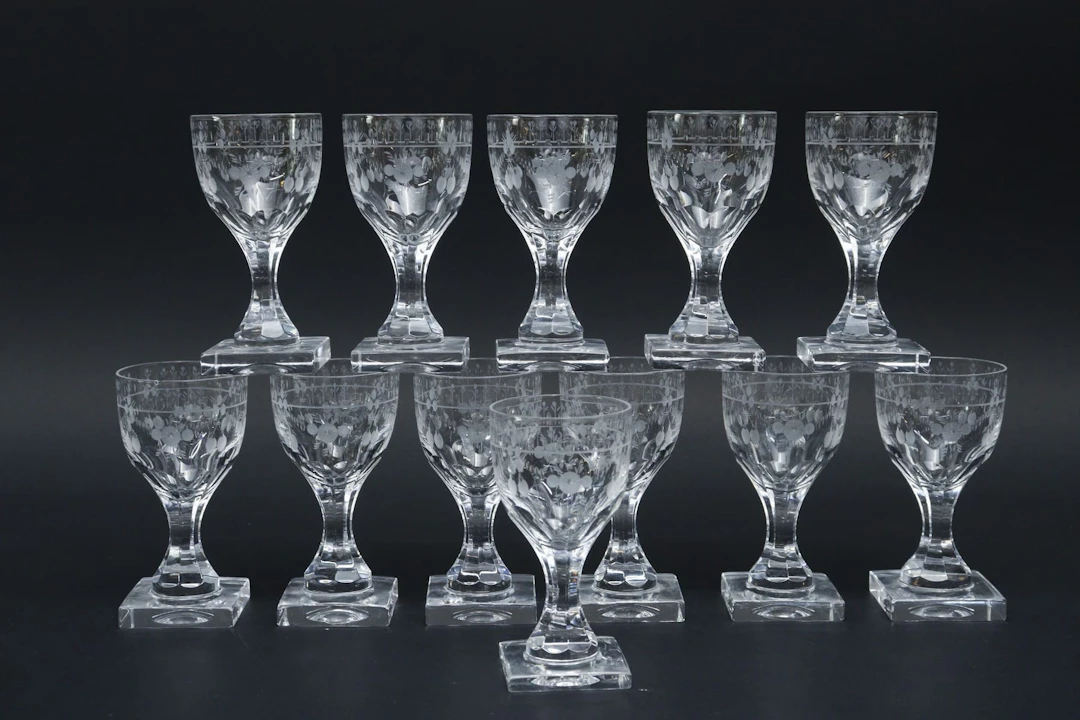 Likörglas, 12st, Elis Bergh, "Flach", Kosta