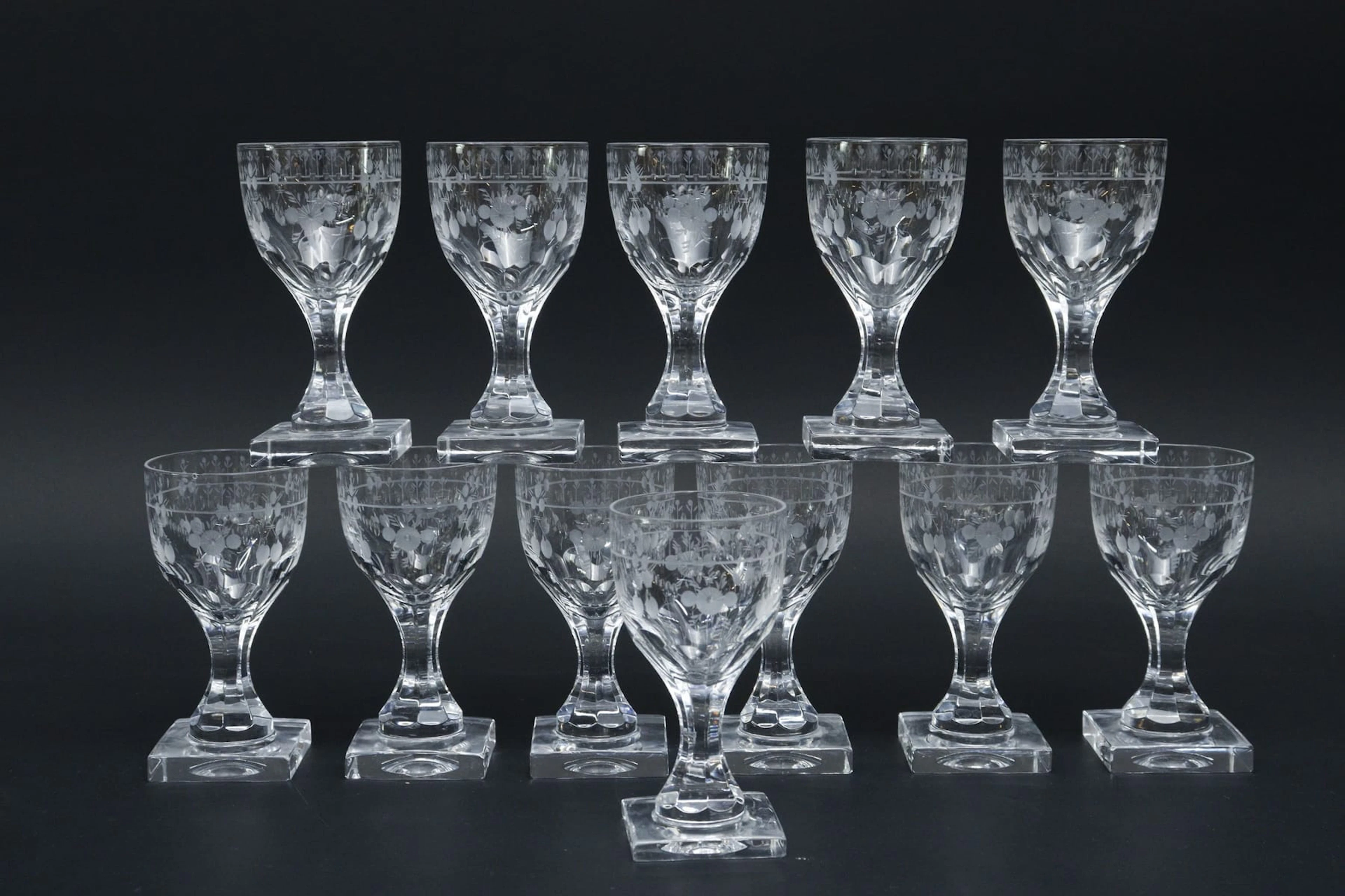 Likörglas, 12st, Elis Bergh, "Flach", Kosta