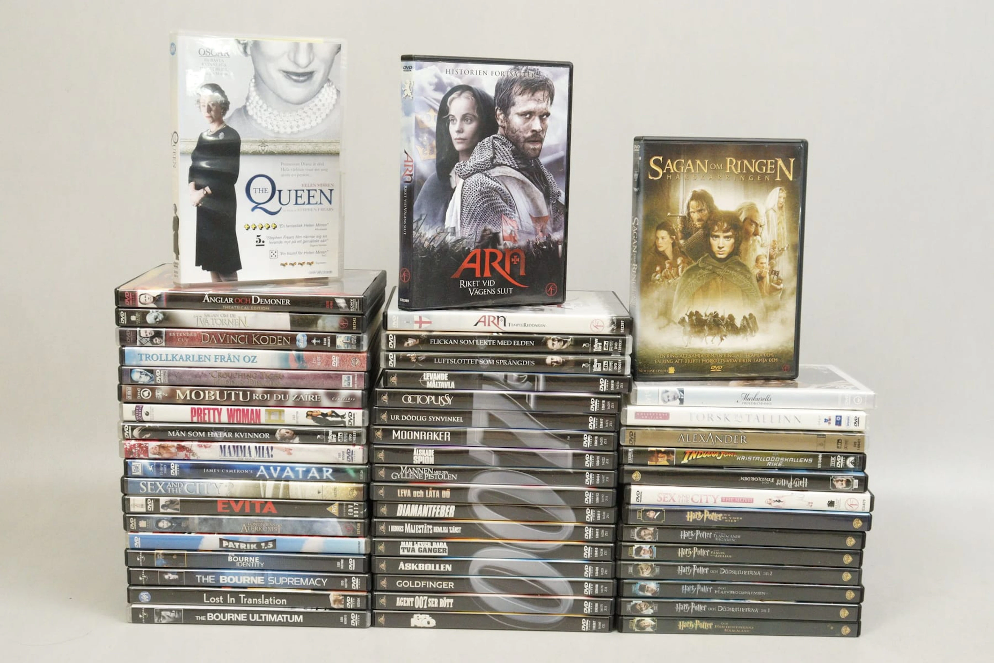 DVD-filmer, bla James Bond, Arn och Harry Potter