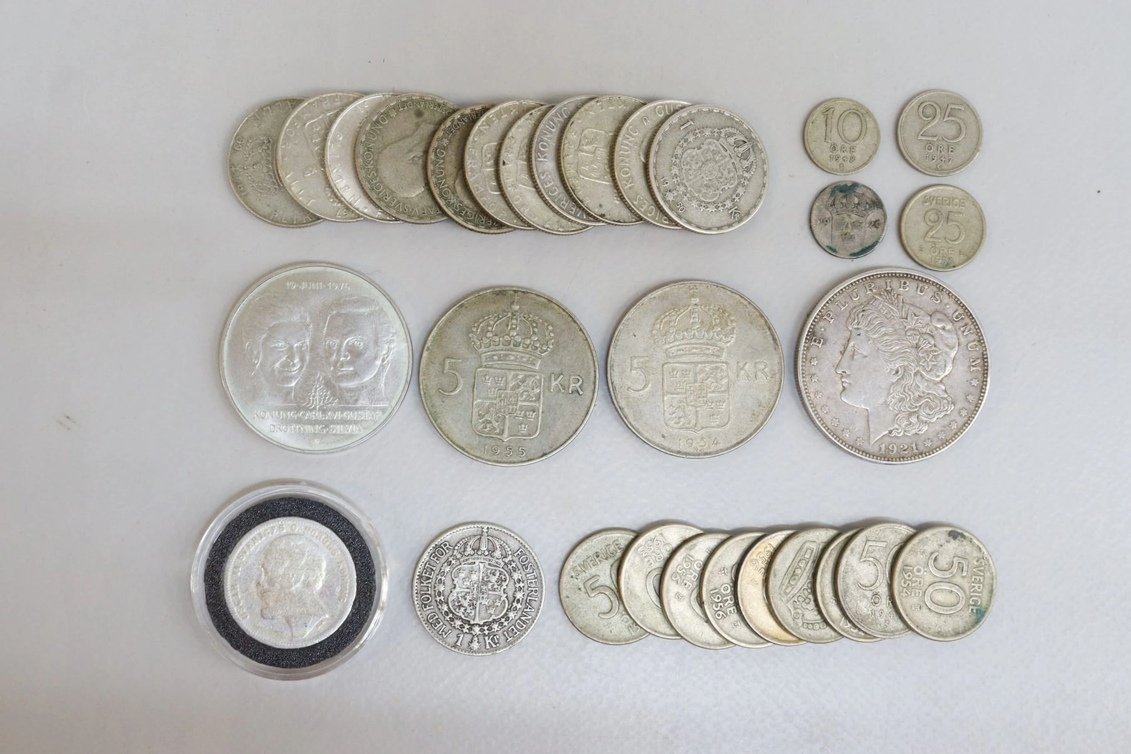 Mynt, silver, Sverige och USA